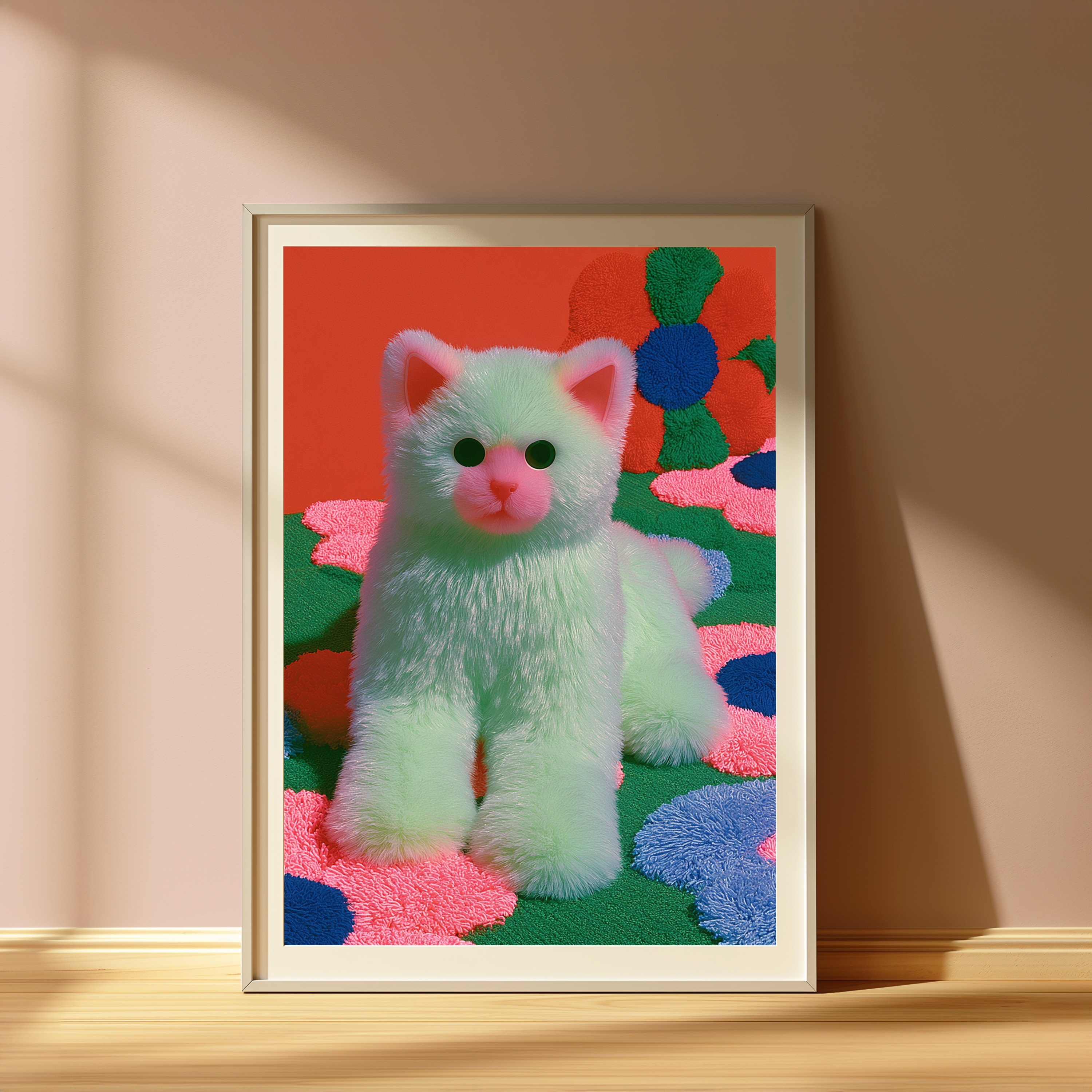 Fluffy White Cat Pop Art Print view 4
