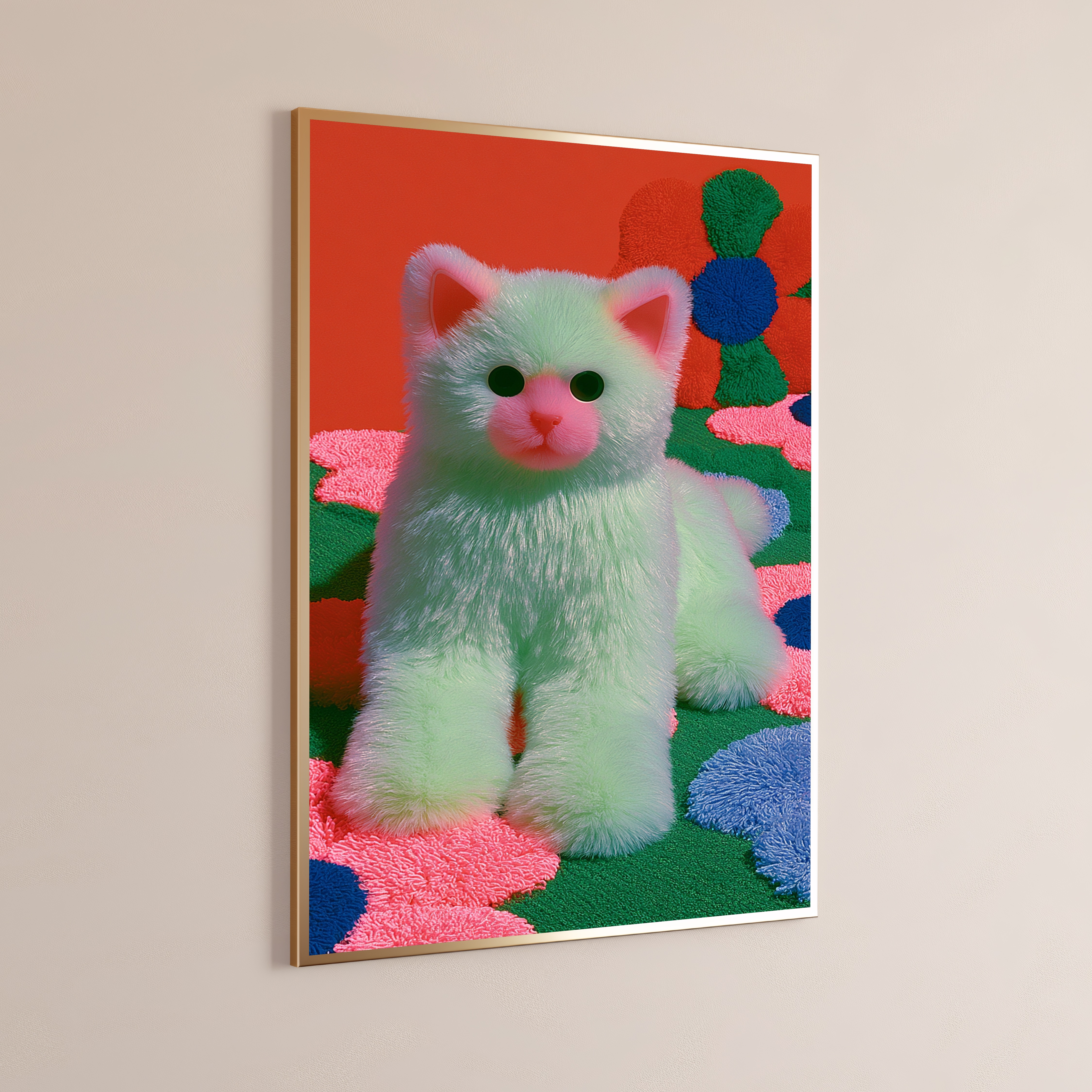 Fluffy White Cat Pop Art Print