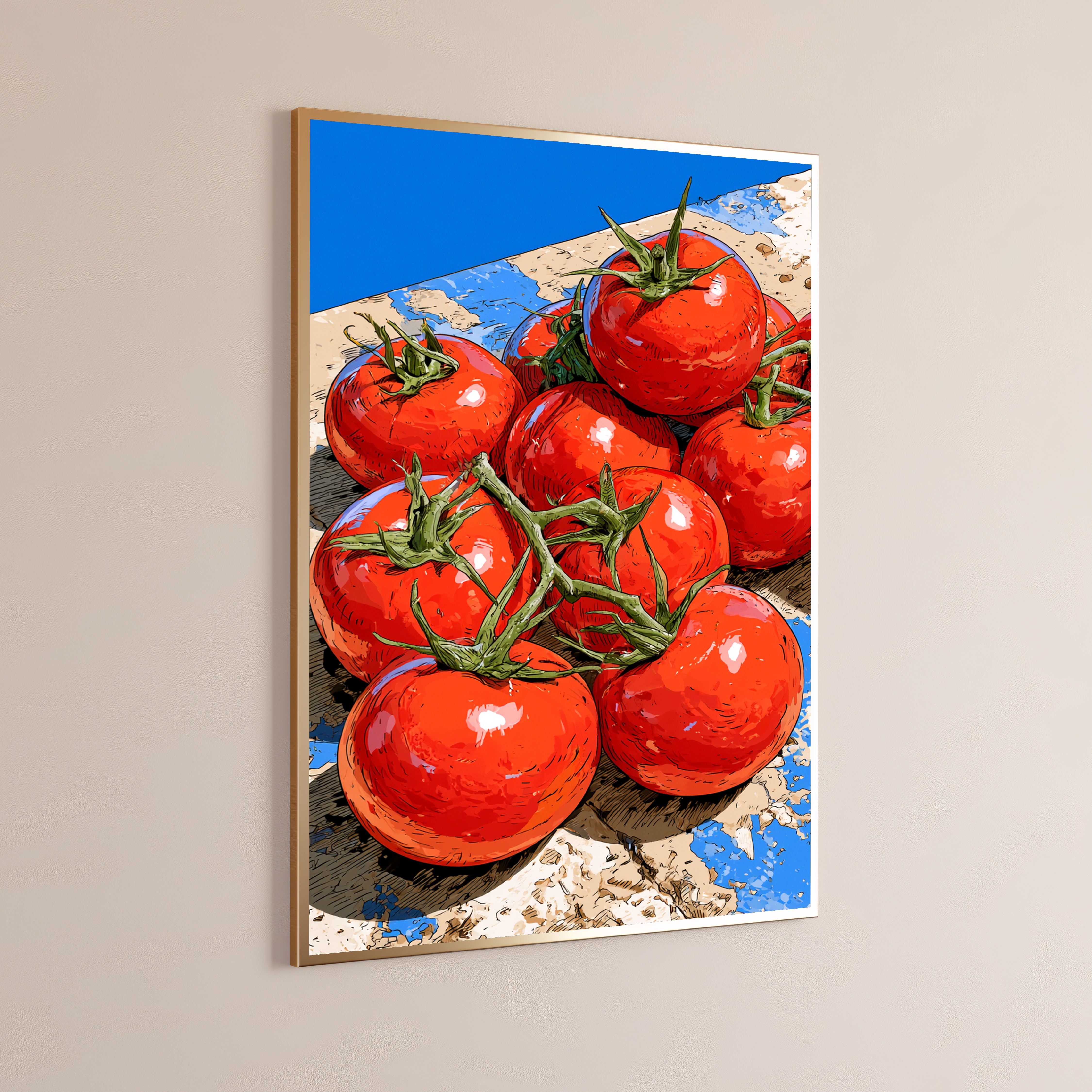 Fresh Tomatoes on Vine Pop Art Print