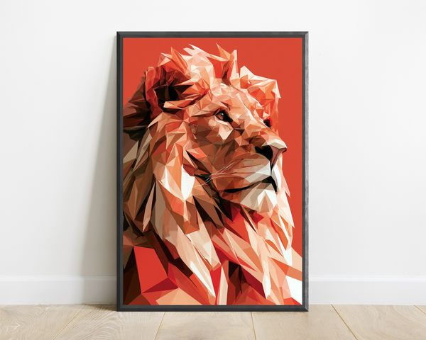 Geometric Lion Head Pop Art Print