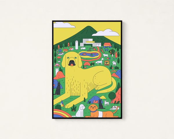 Giant Yellow Dog Countryside Pop Art Print