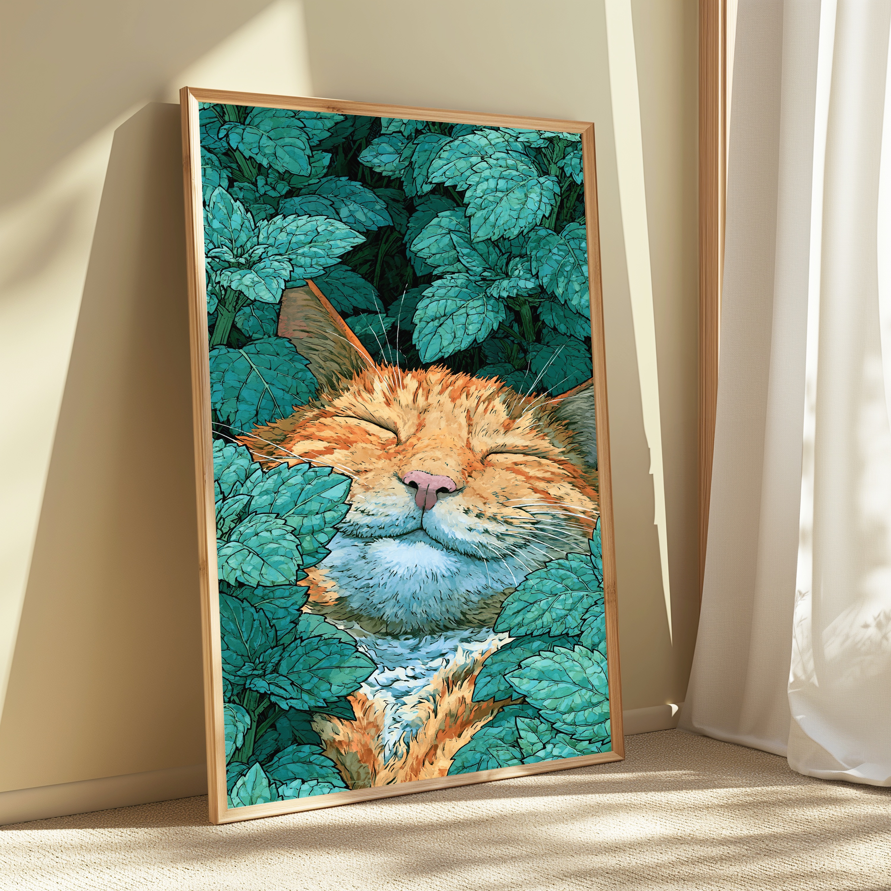 Ginger Cat in Turquoise Hops Garden view 3