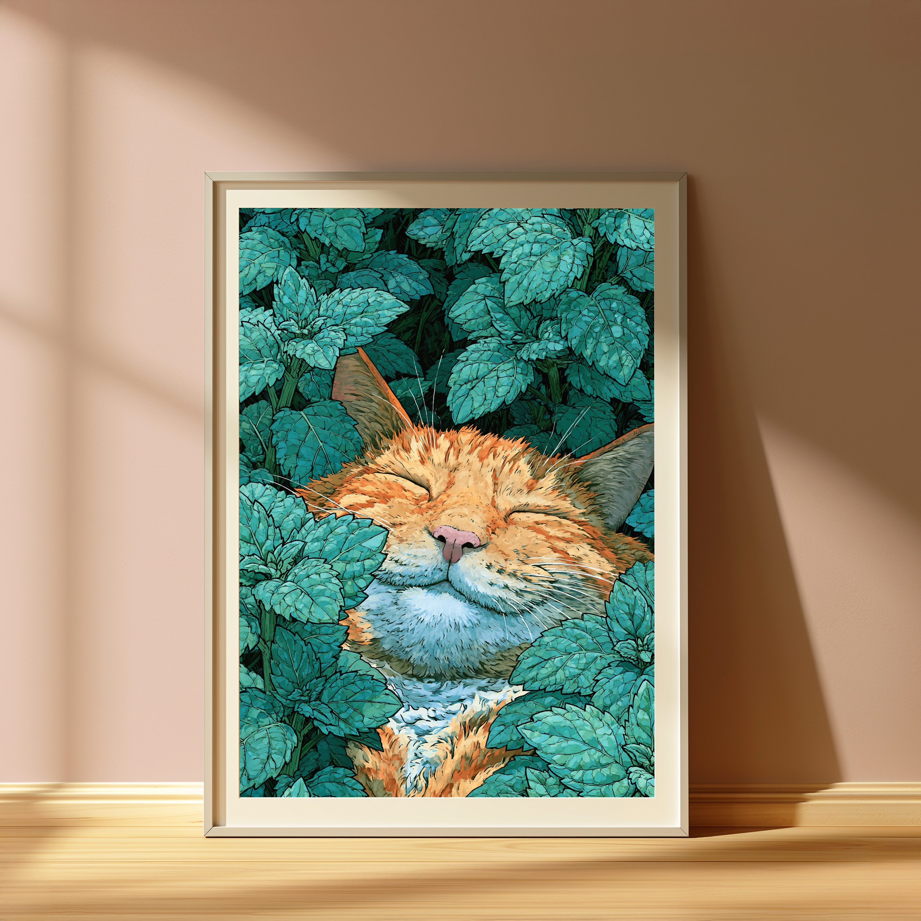 Ginger Cat in Turquoise Hops Garden view 4