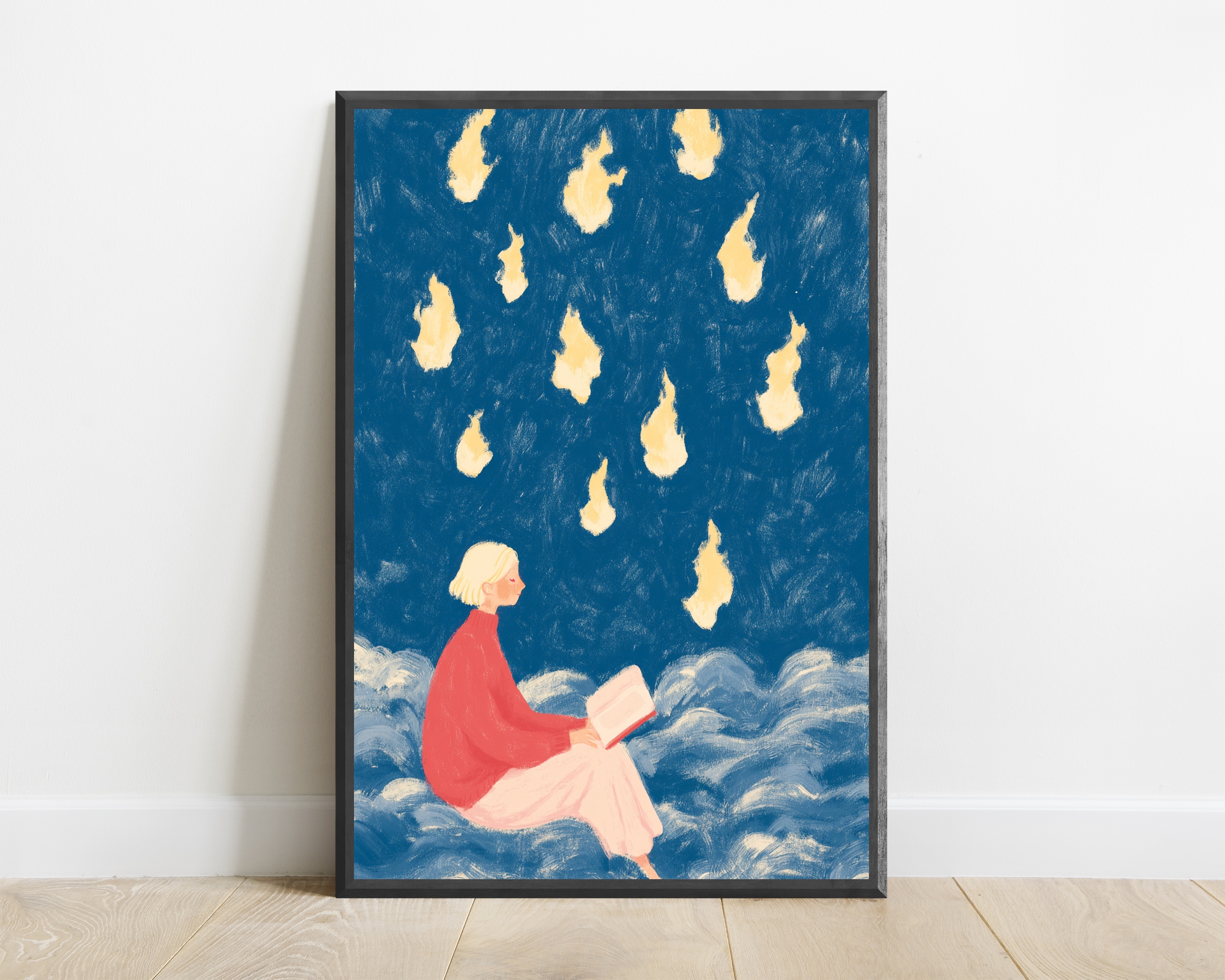 Girl Reading Under Fireflies — view 1