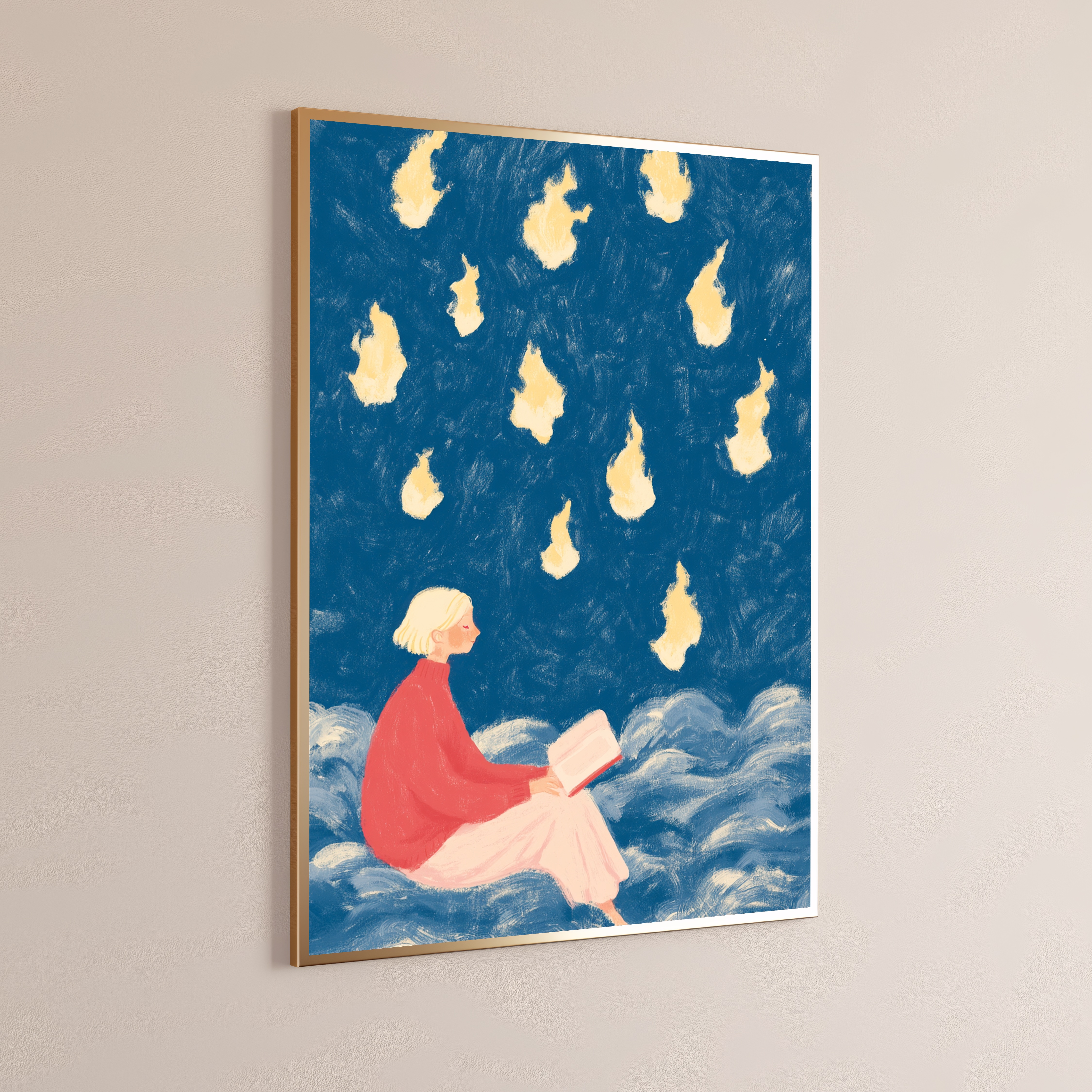 Girl Reading Under Fireflies
