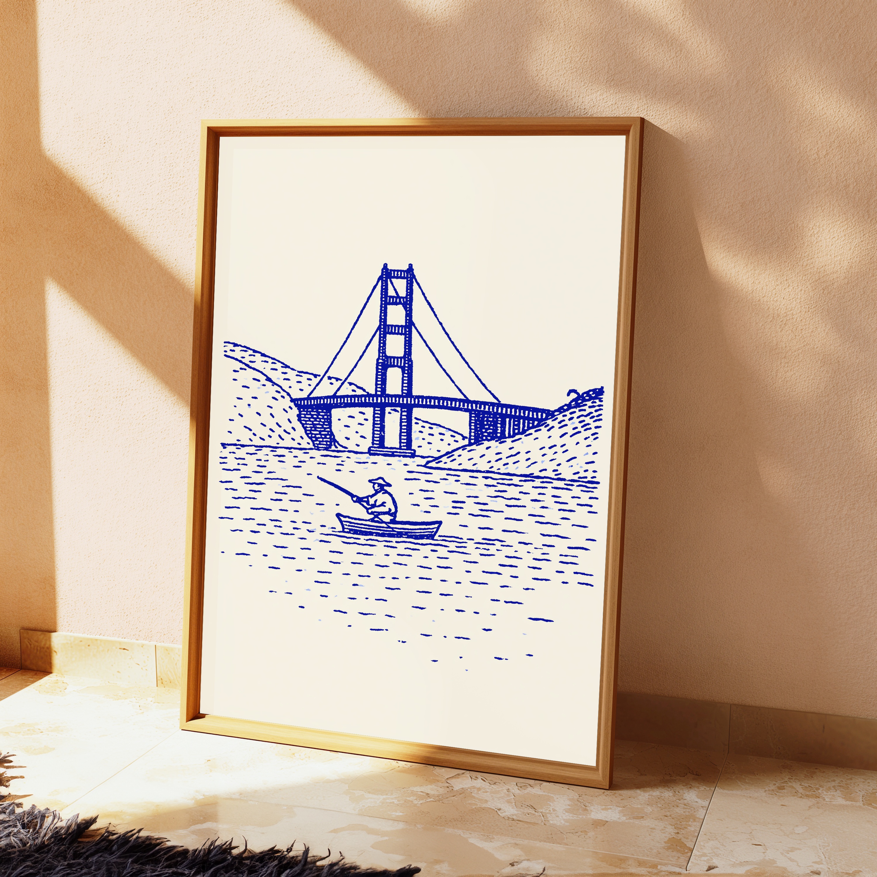 Golden Gate Bridge Fisherman Line Art Print view 2