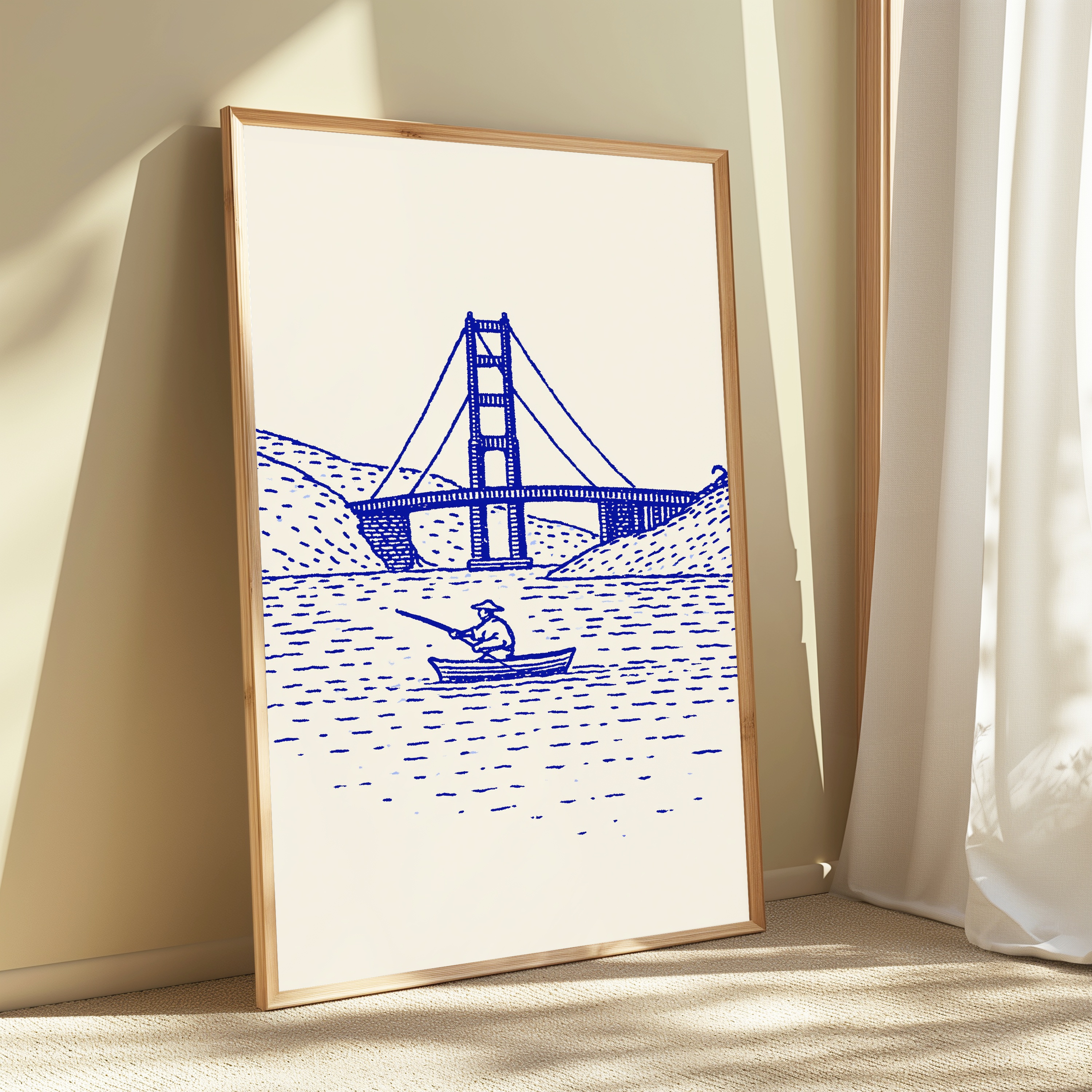 Golden Gate Bridge Fisherman Line Art Print view 3