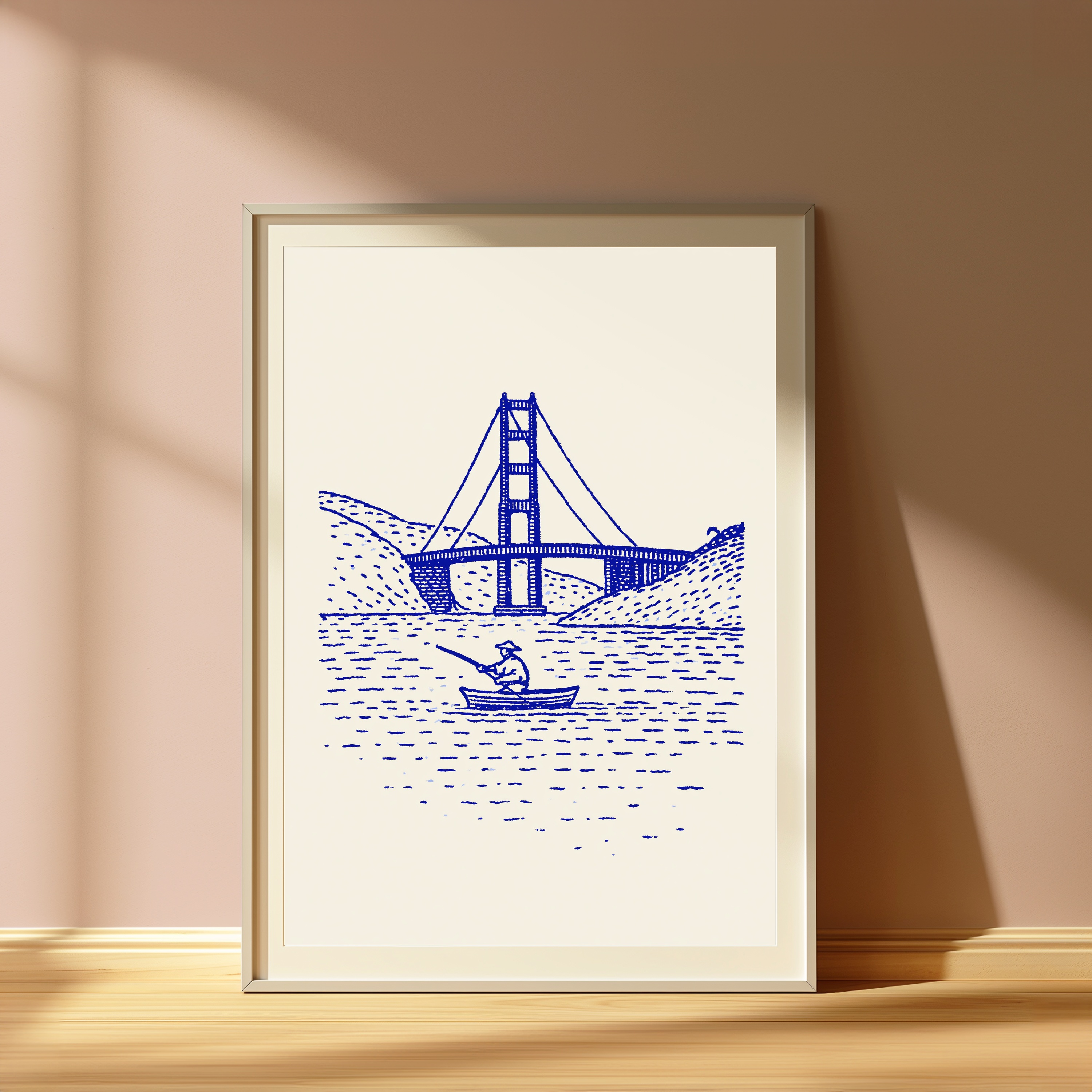 Golden Gate Bridge Fisherman Line Art Print view 4