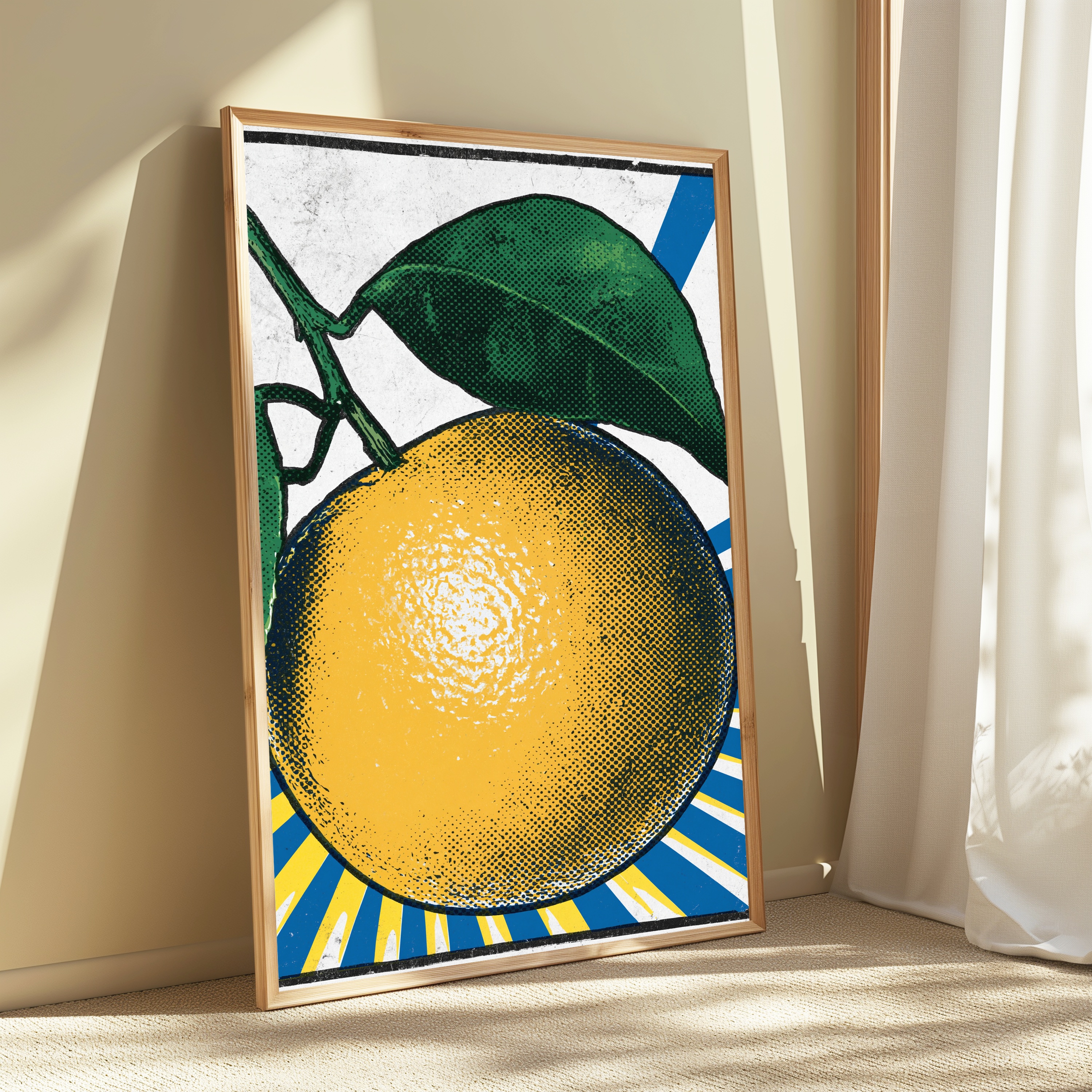 Golden Lemon Minimalist Pop Art Print view 3