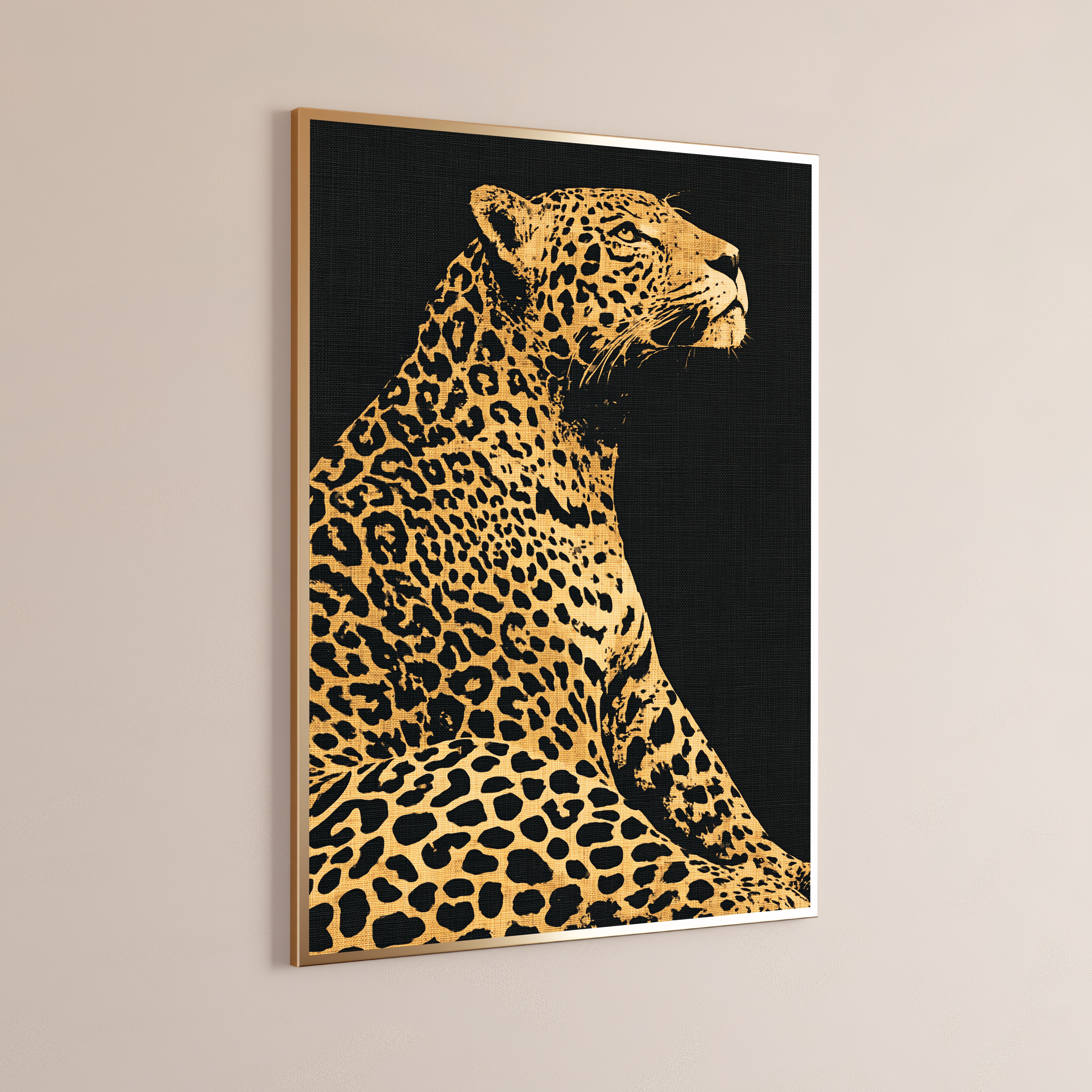 Golden Leopard Minimalist Art Print