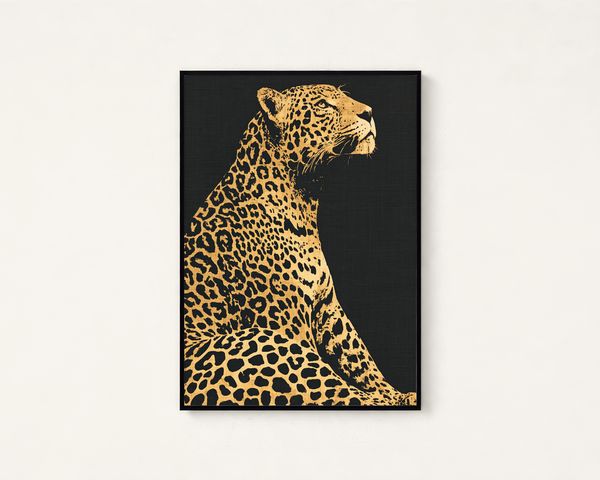 Golden Leopard Minimalist Art Print