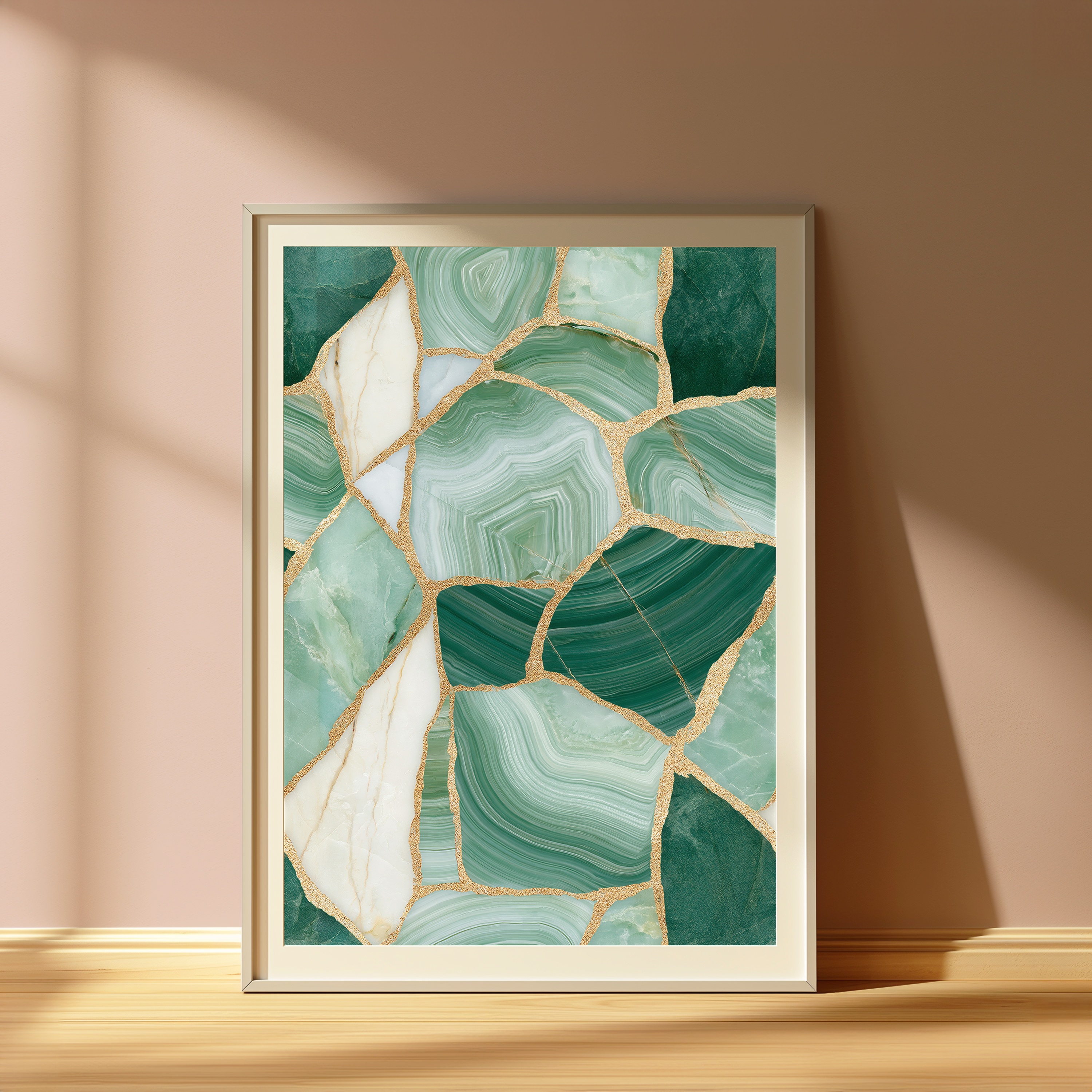 Green Agate Slice Gold Veins view 4