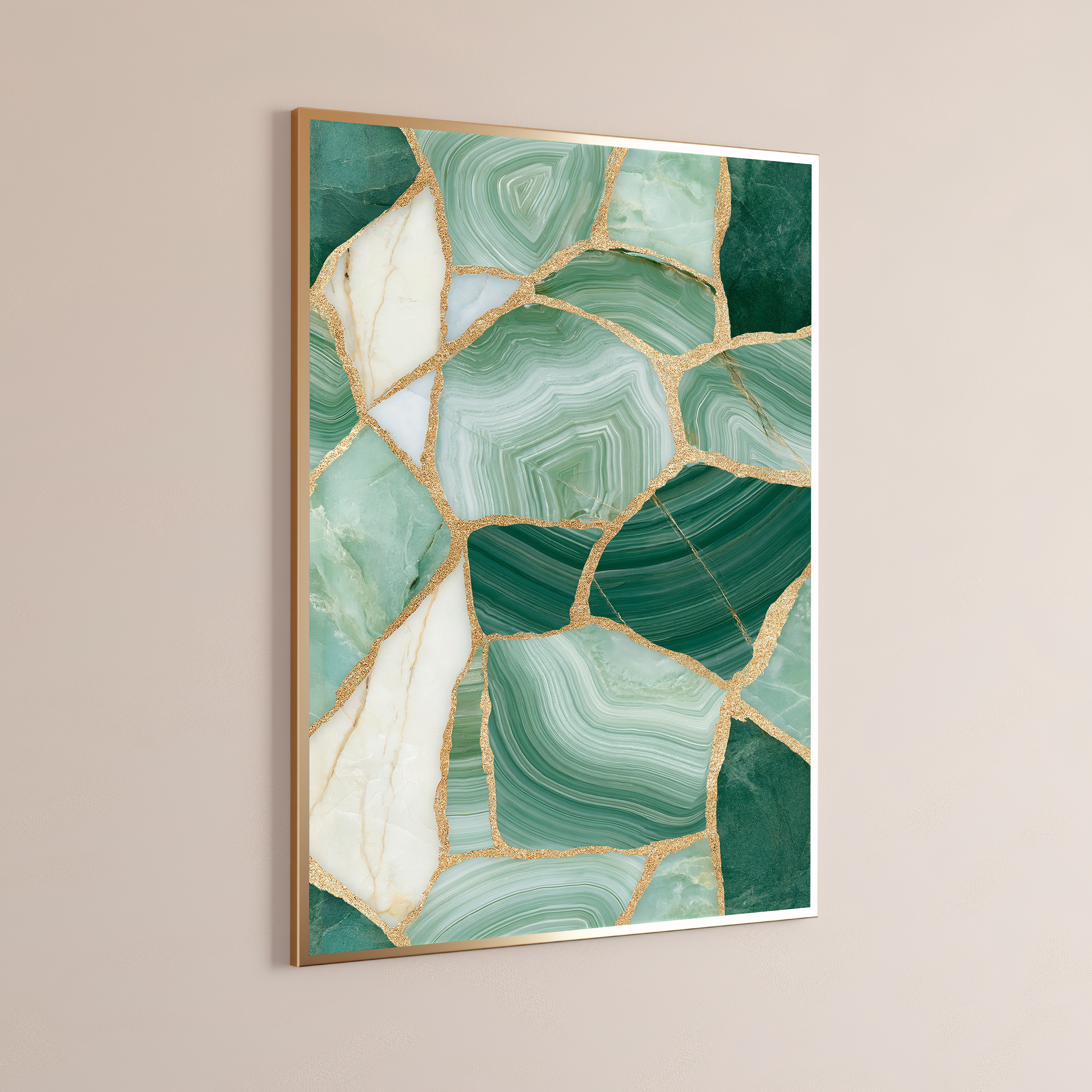 Green Agate Slice Gold Veins