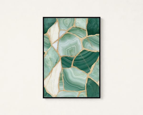 Green Agate Linocut Print