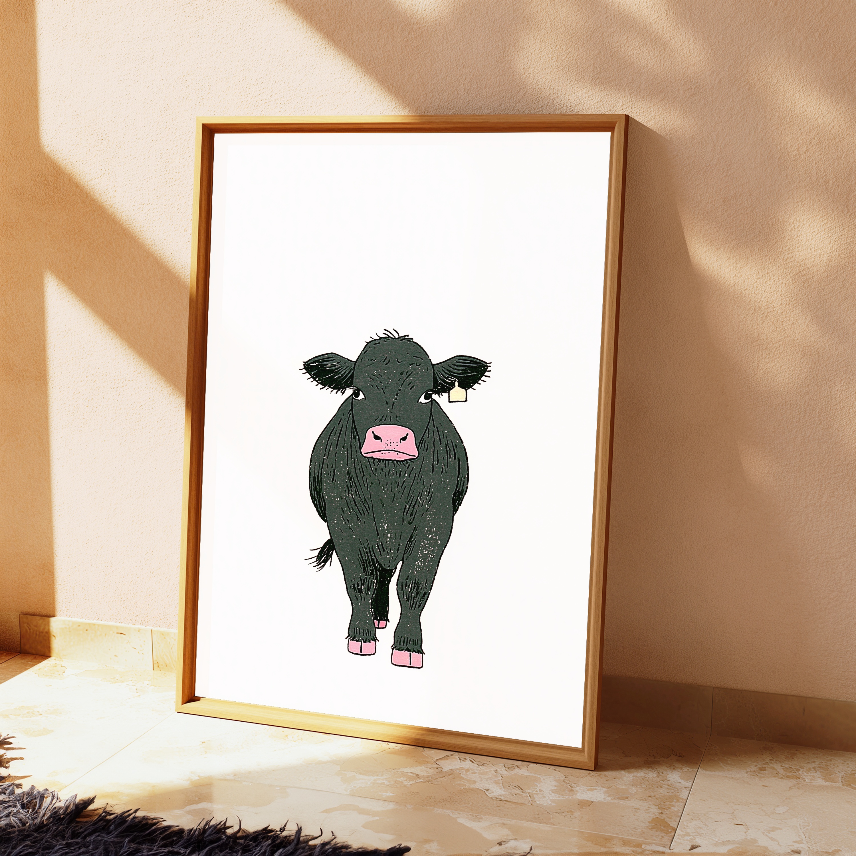 Green Cow Pink Nose Pop Art Print view 2