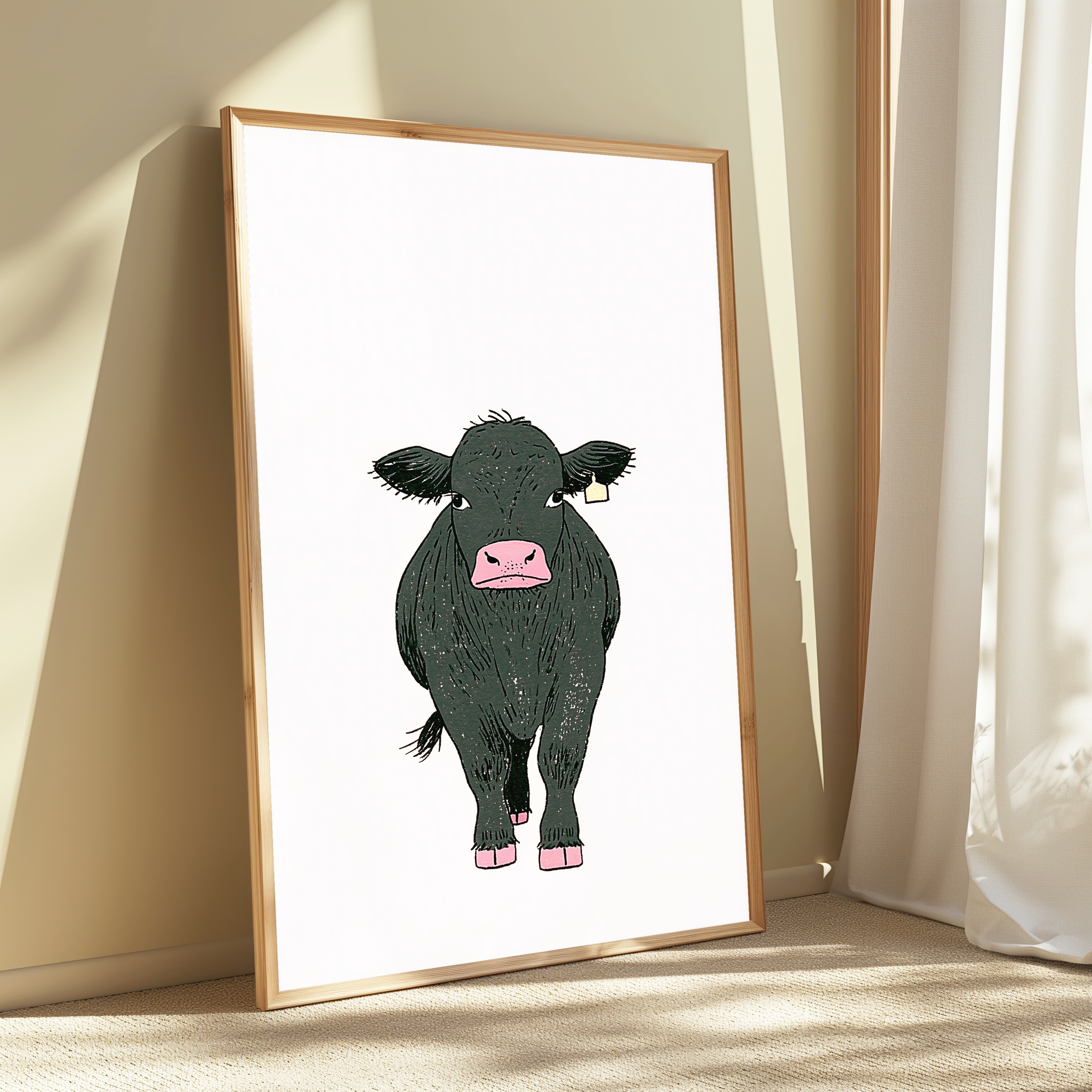 Green Cow Pink Nose Pop Art Print view 3