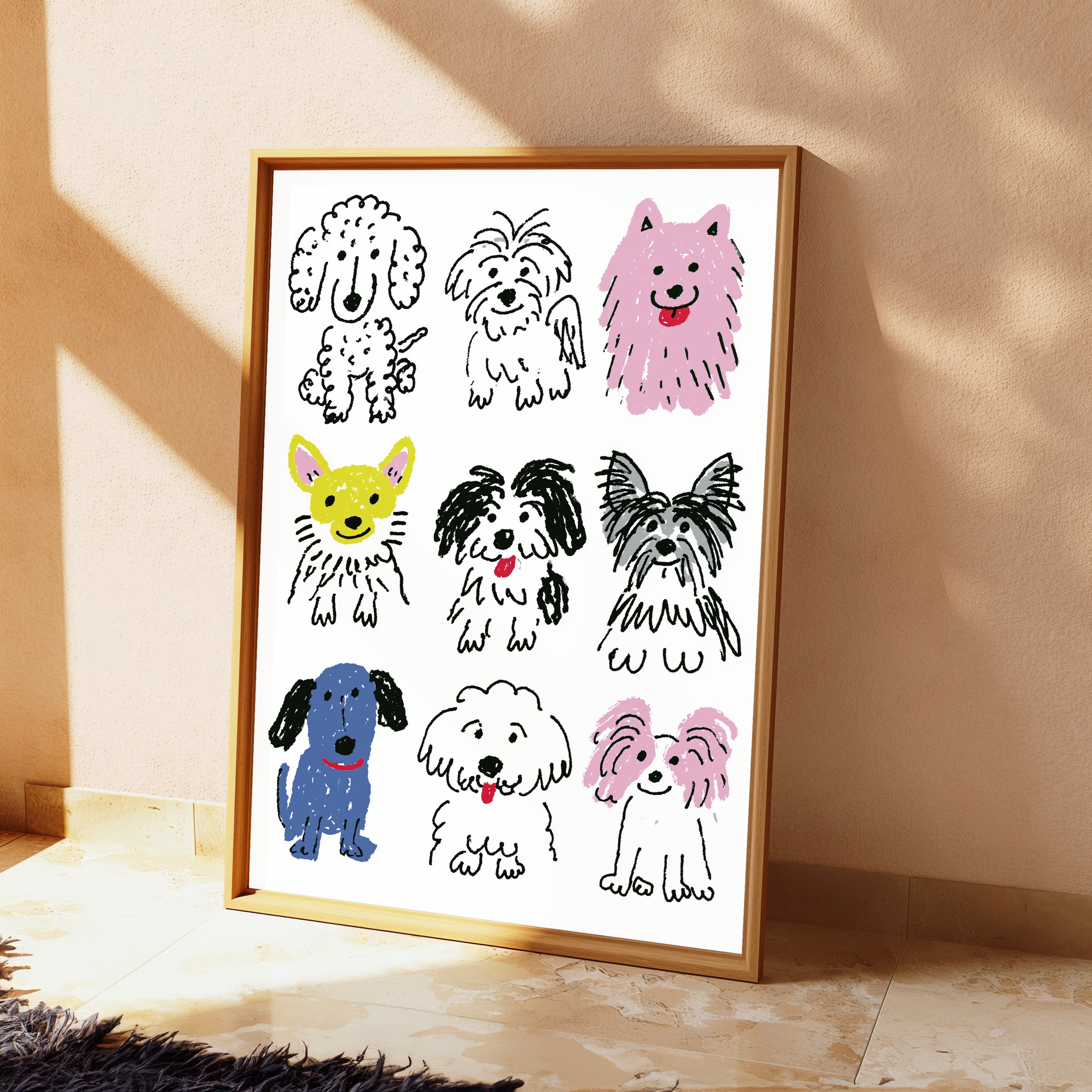 Happy Dogs Minimalist Pop Art Print view 2