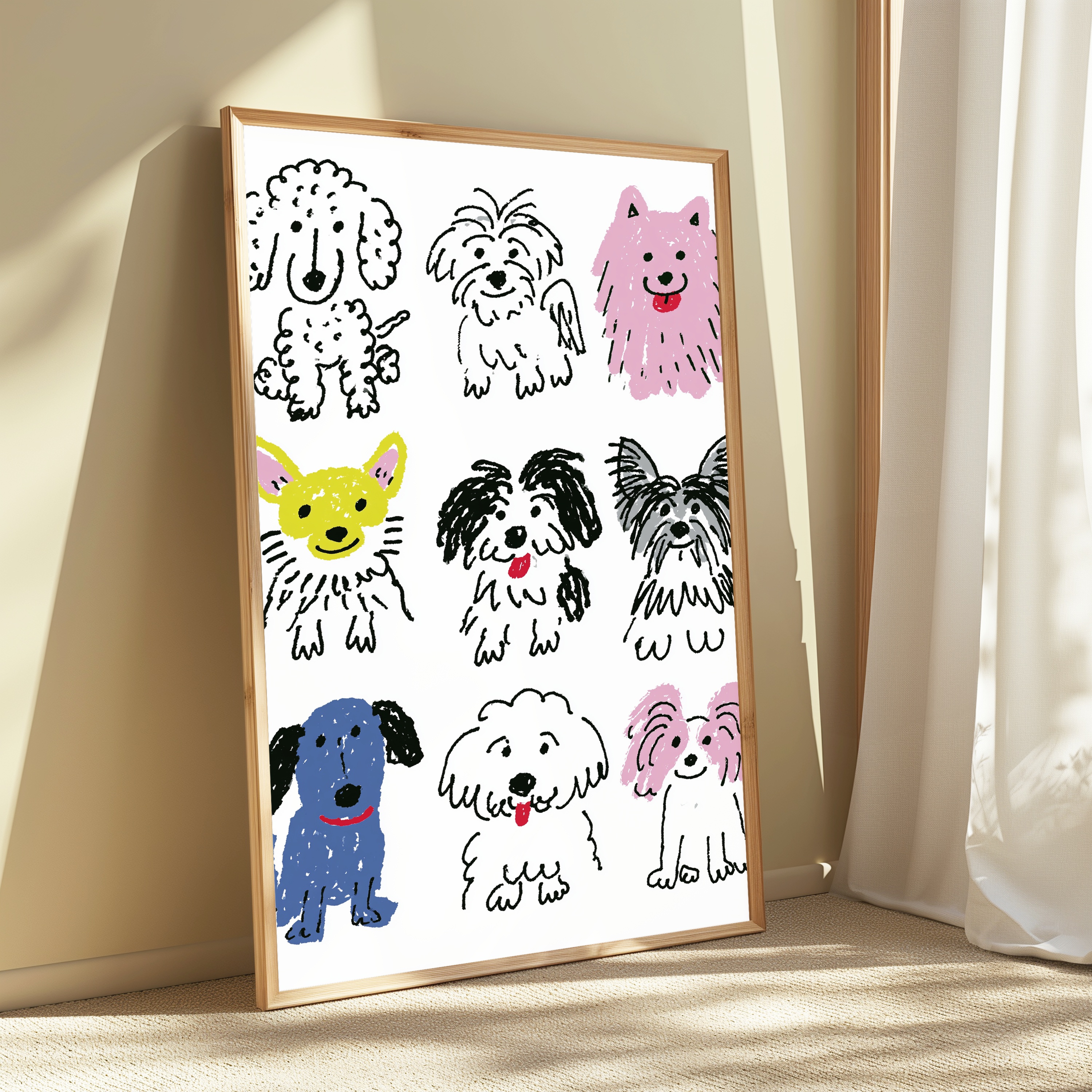 Happy Dogs Minimalist Pop Art Print view 3
