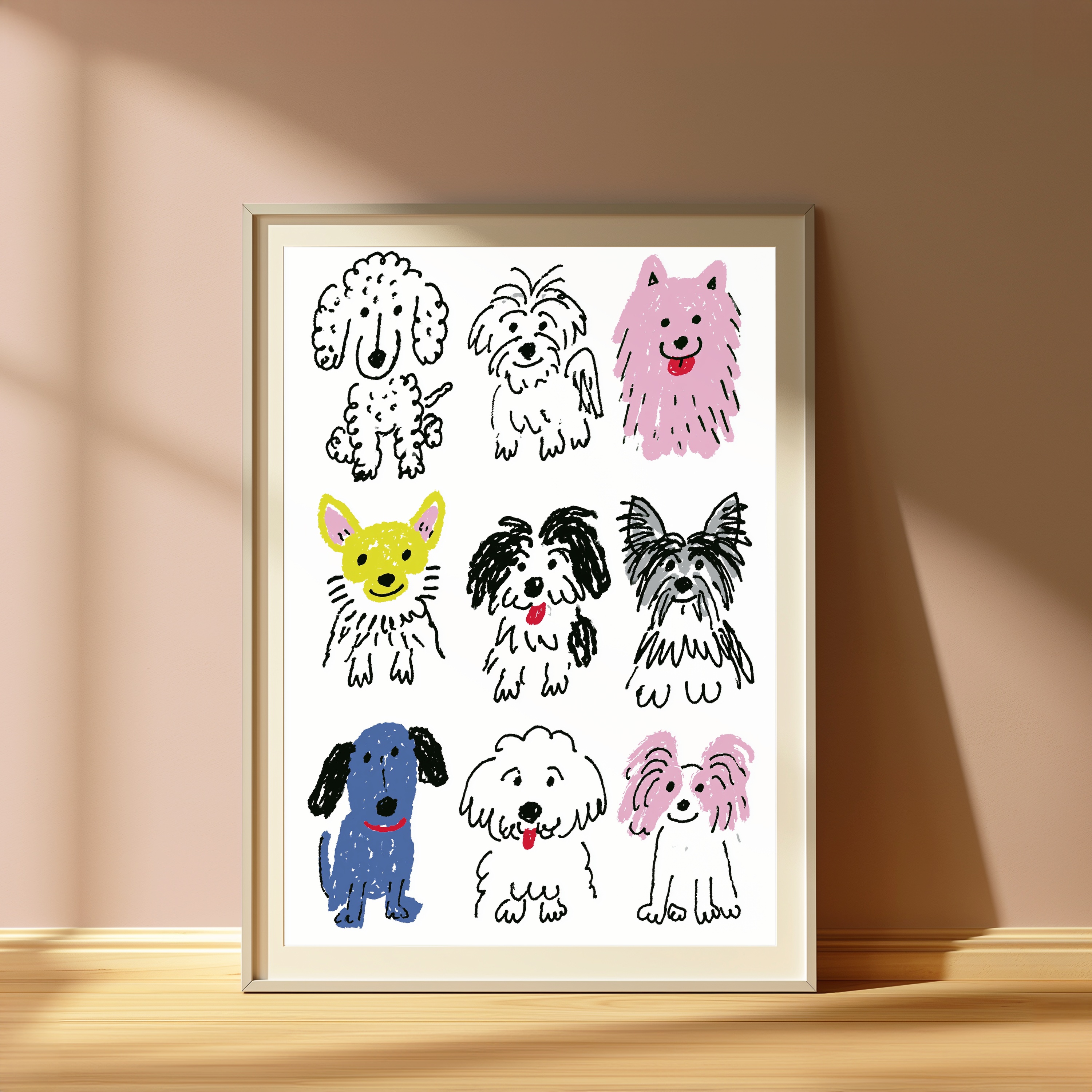 Happy Dogs Minimalist Pop Art Print view 4