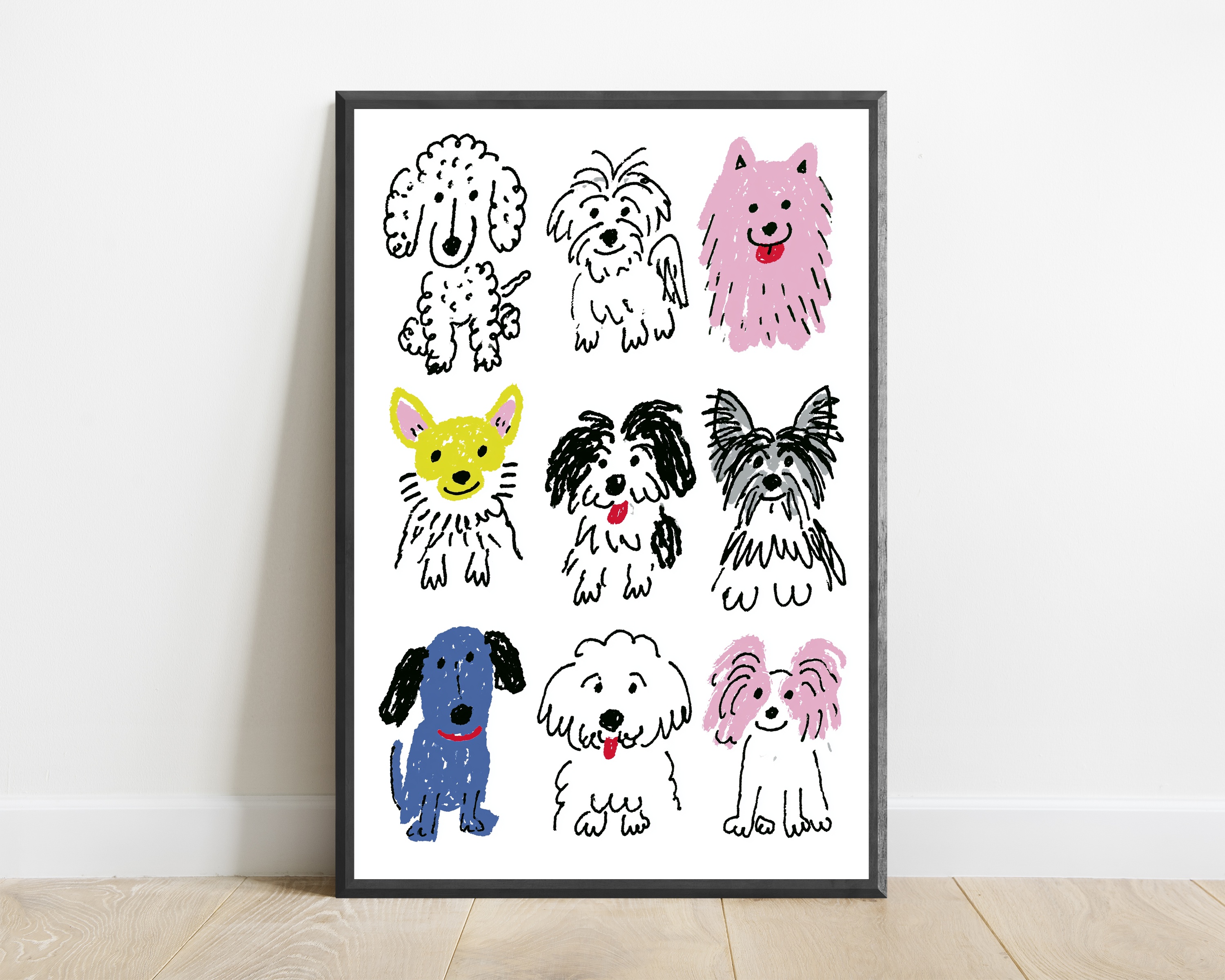 Happy Dogs Minimalist Pop Art Print