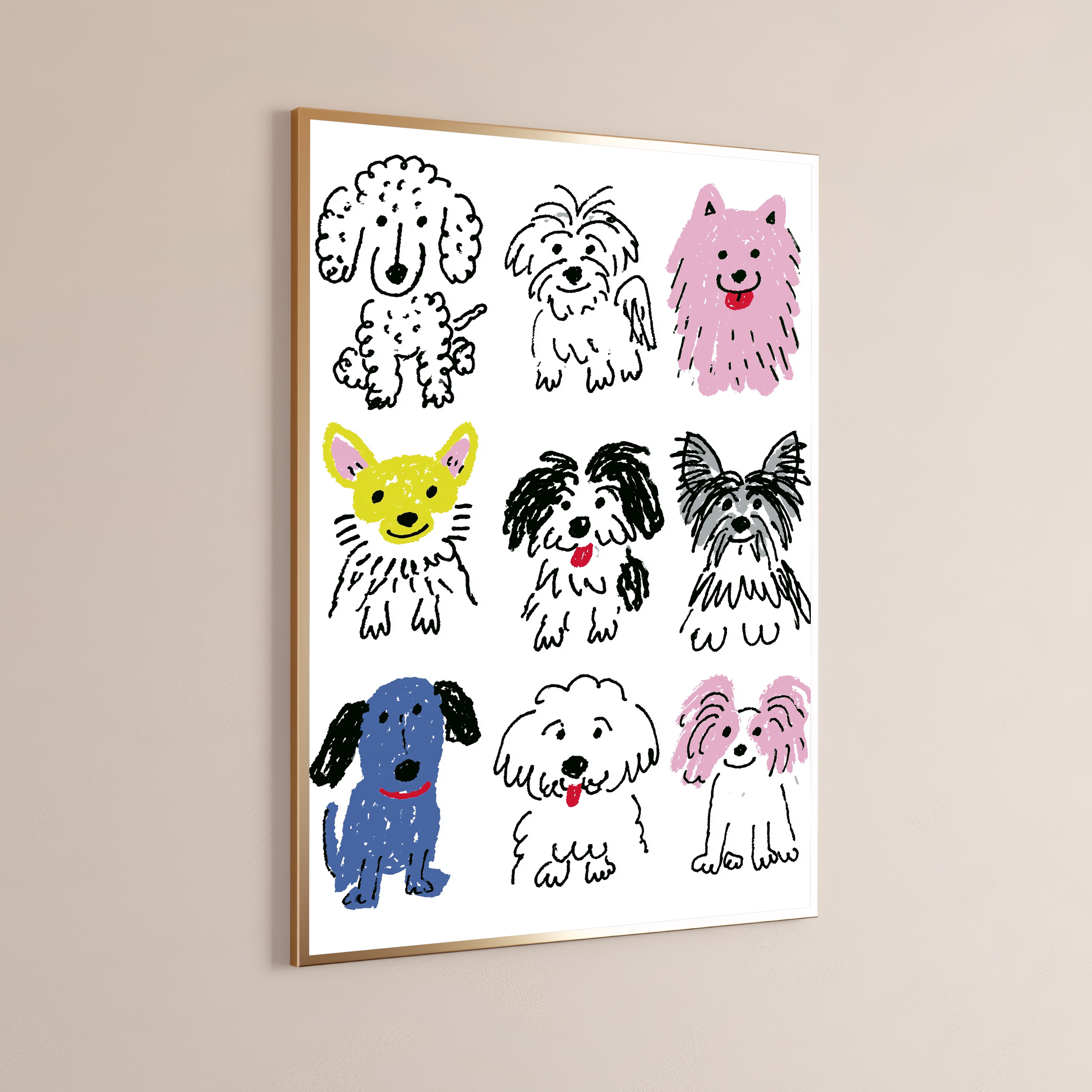 Happy Dogs Minimalist Pop Art Print