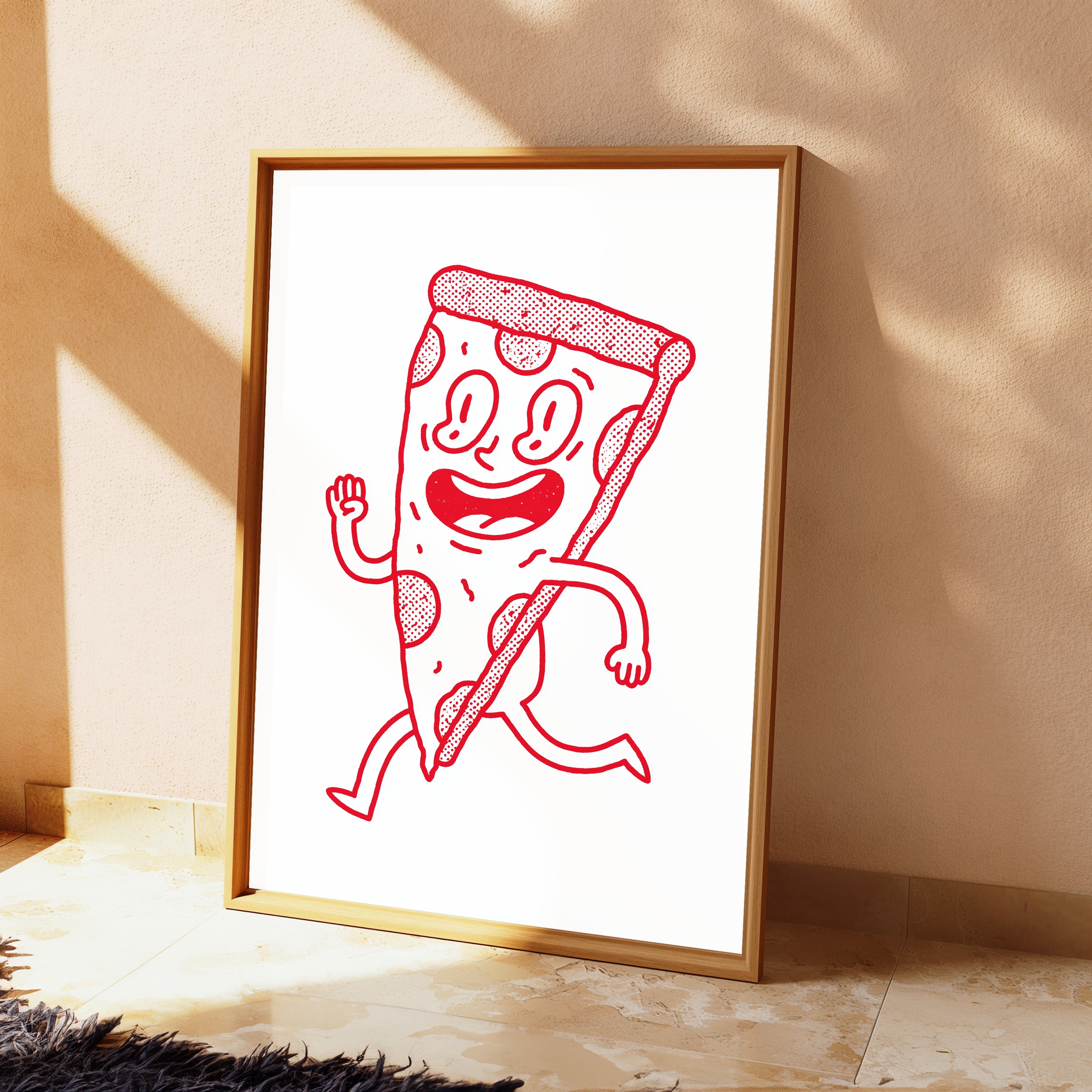 Happy Pizza Character Pop Art Print view 2