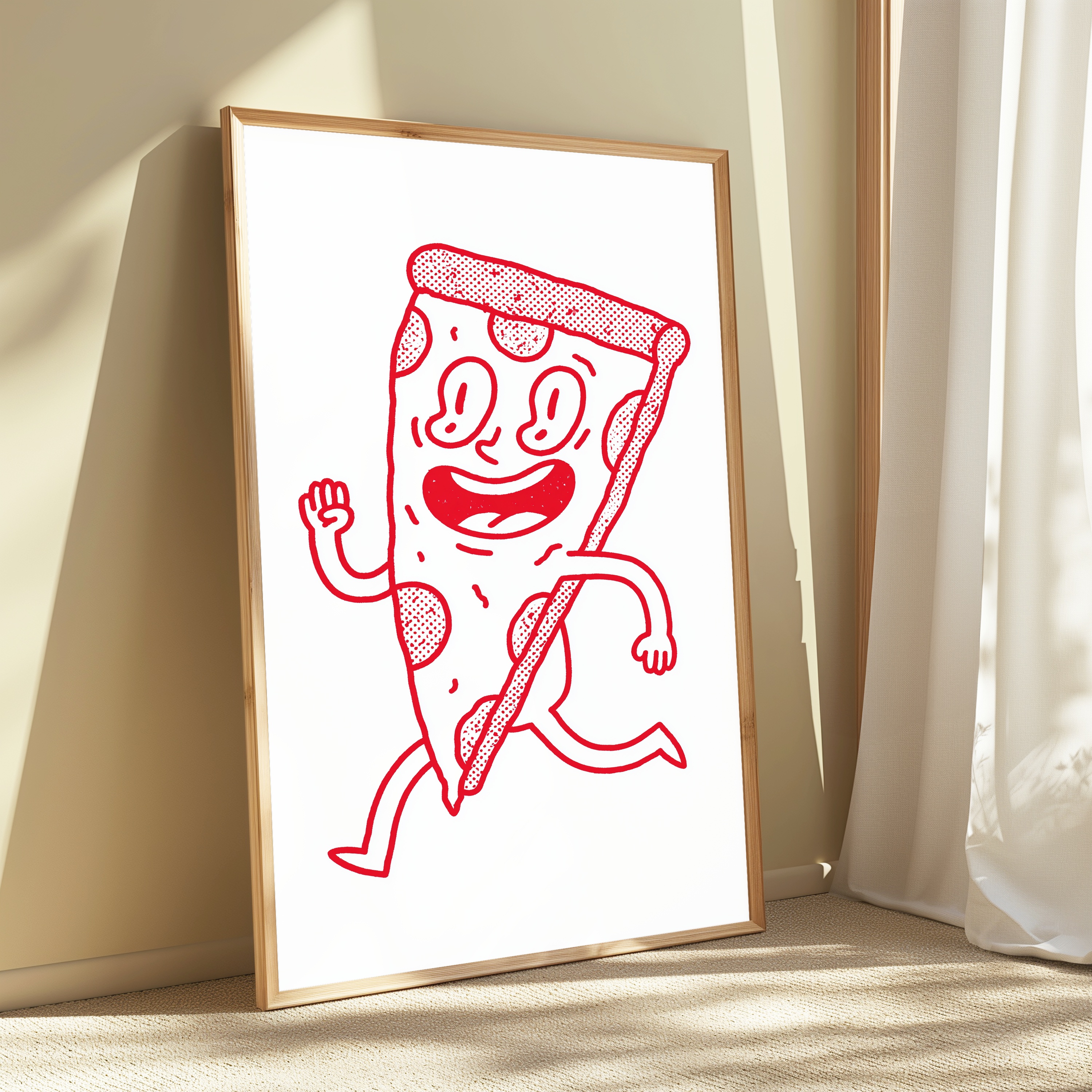 Happy Pizza Character Pop Art Print view 3