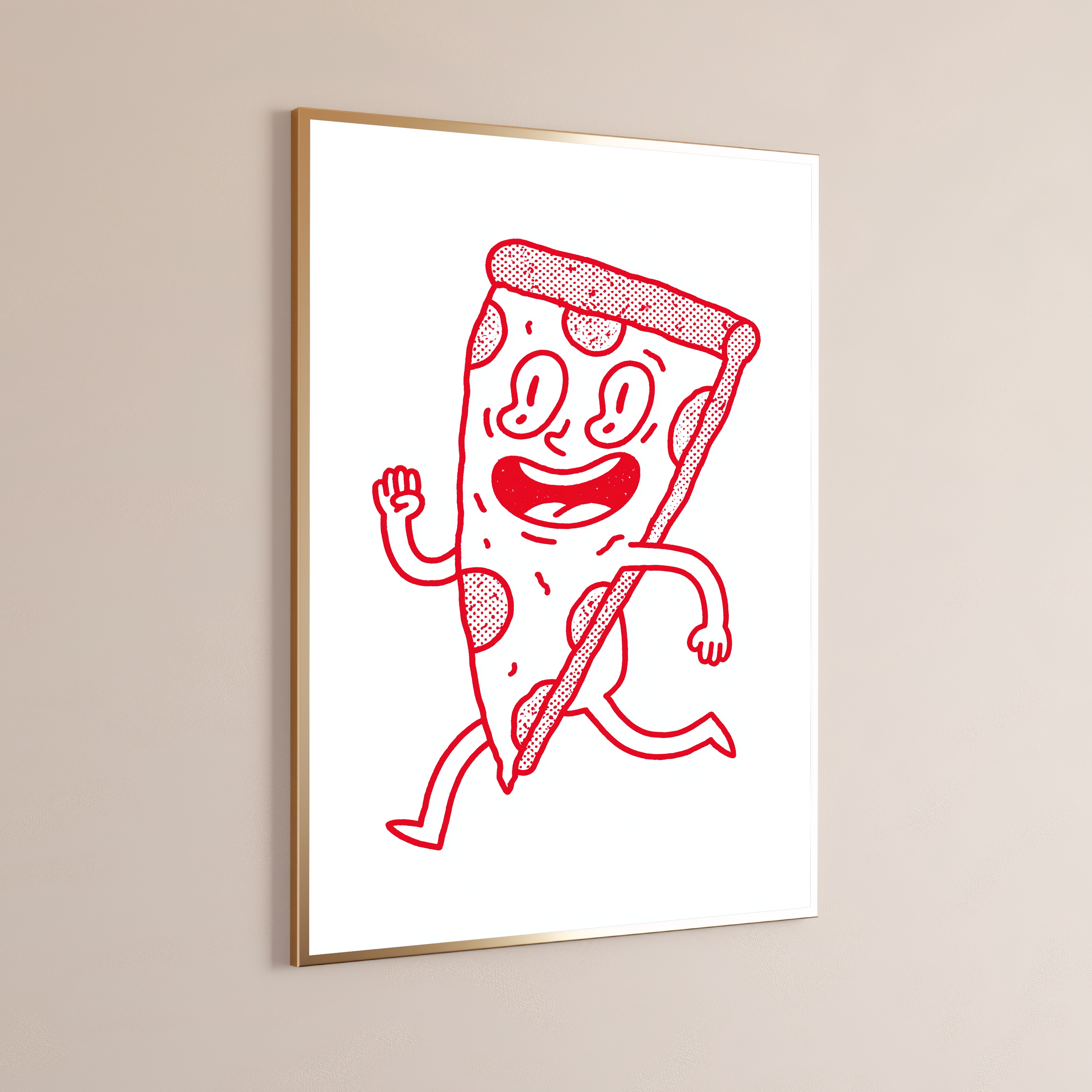 Happy Pizza Character Pop Art Print