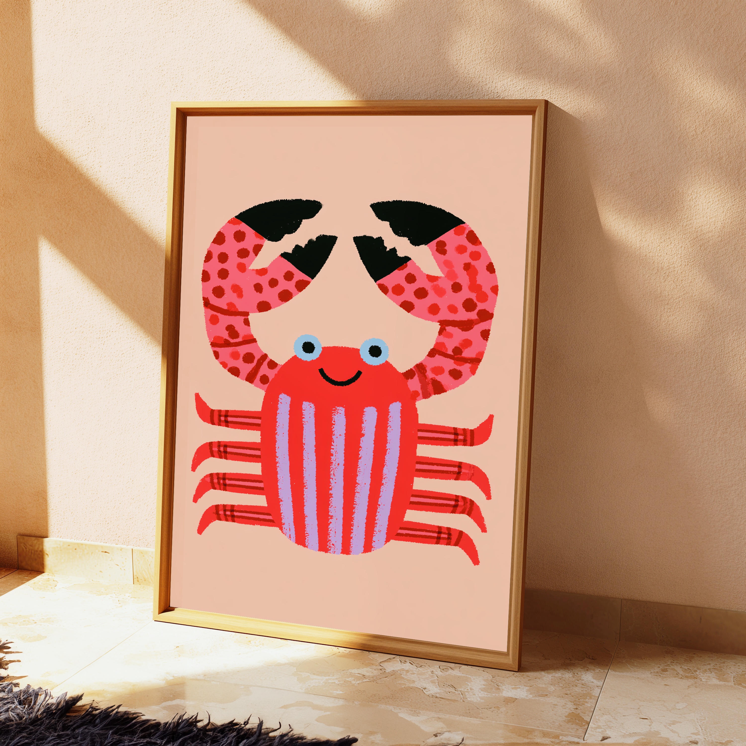 Happy Red Crab Pop Art Print view 2