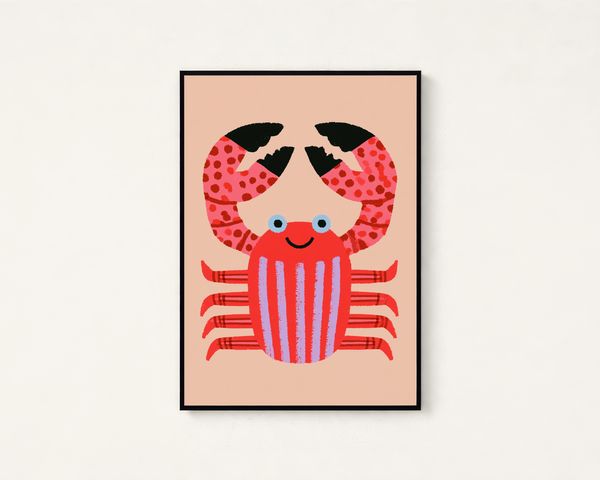 Happy Red Crab Pop Art Print