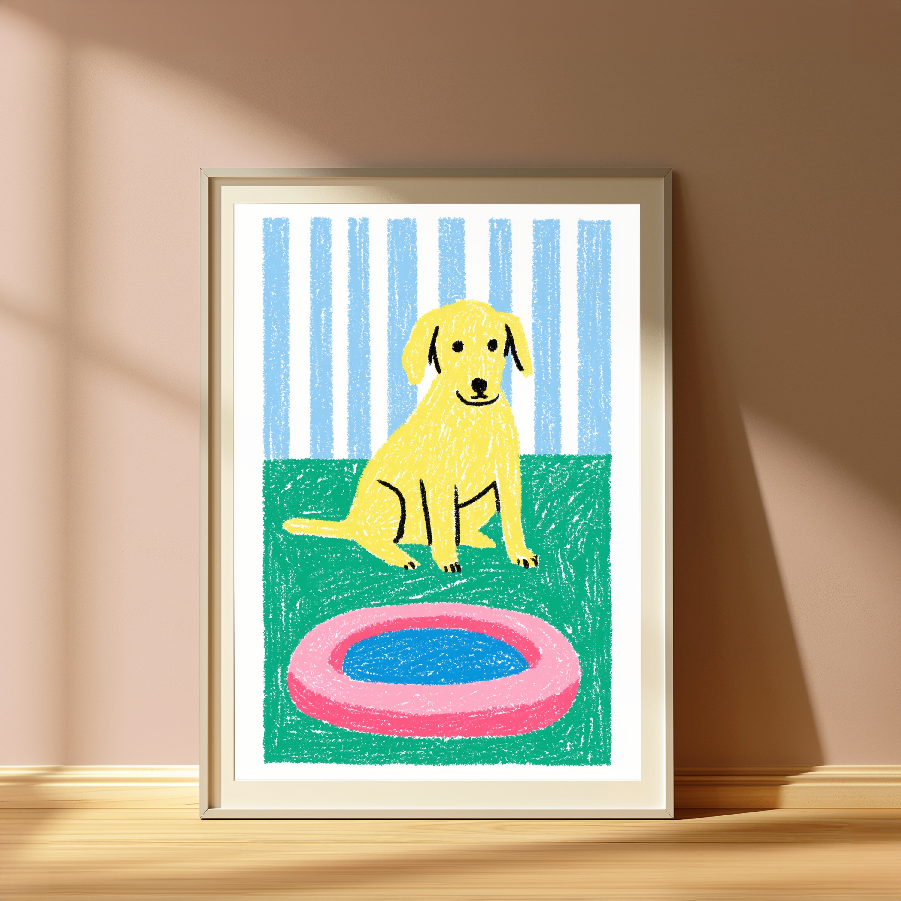Happy Yellow Labrador Paddling Pool Pop Art Print view 4