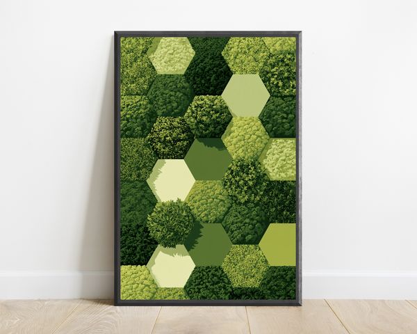 Hexagonal Botanical Garden Wall Art