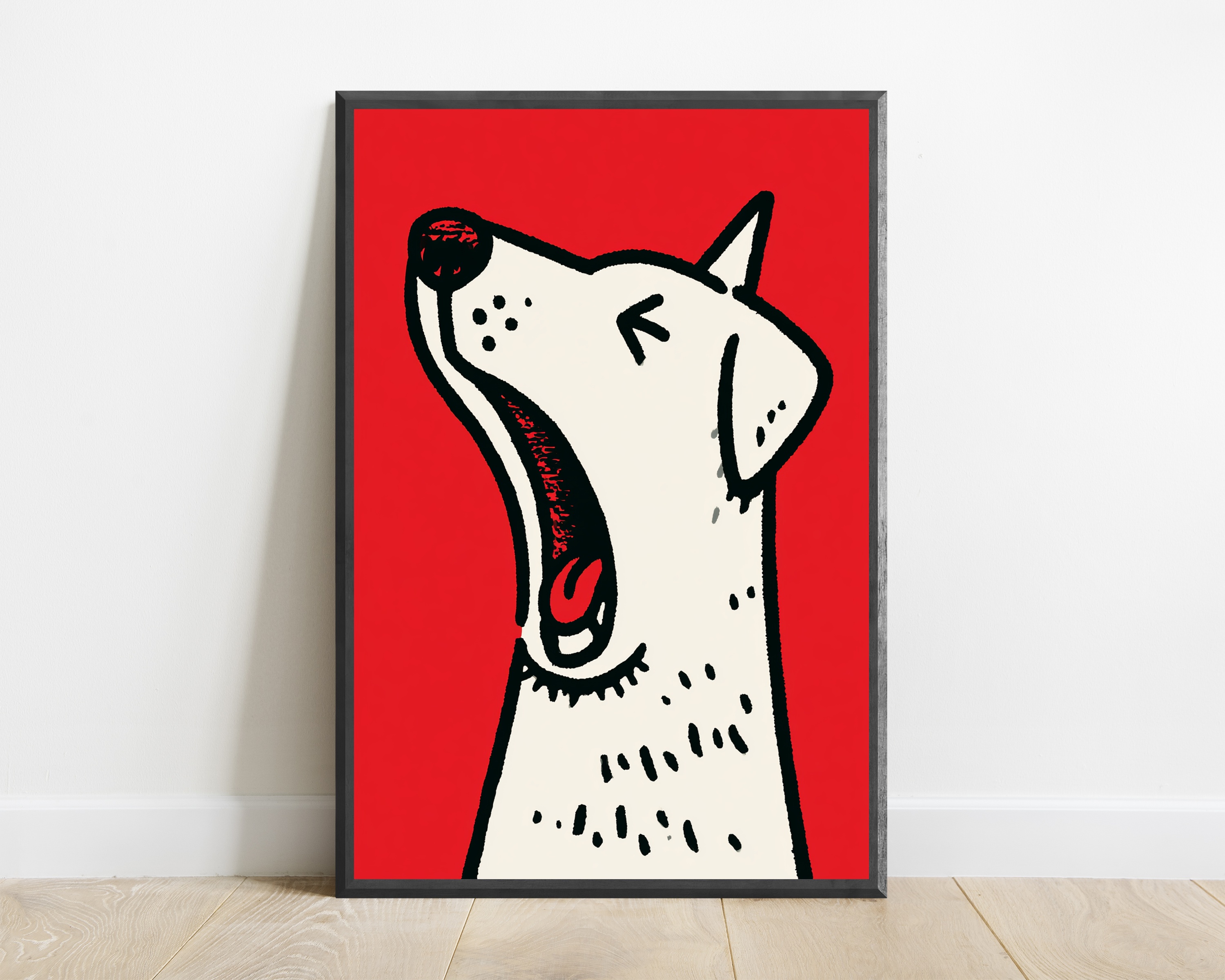 Barking White Dog Red Background Pop Art Print — view 1