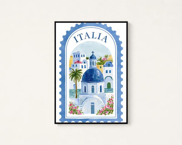 Mediterranean Village Watercolor Print