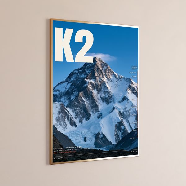 K2 Mountain Elevation Print