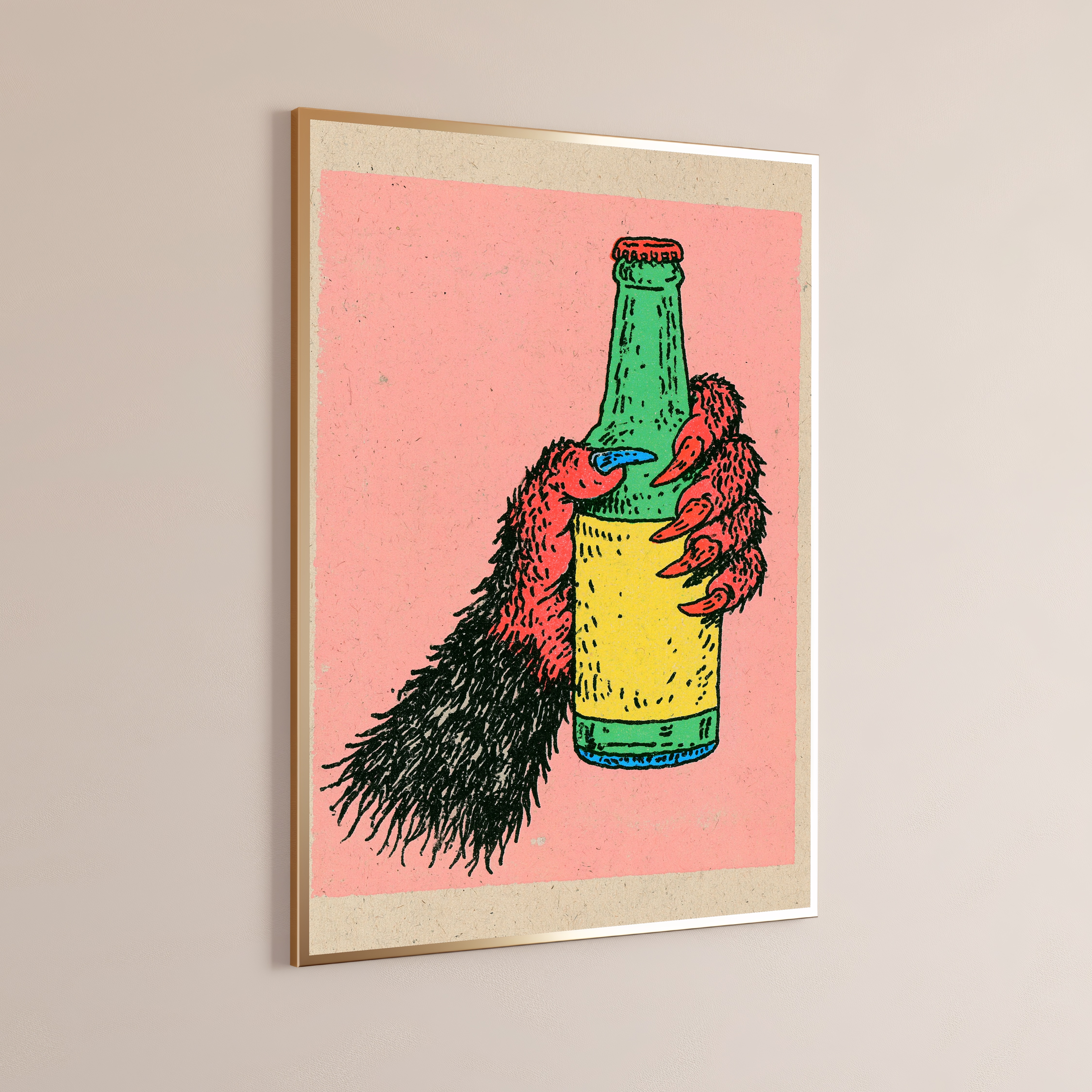 Lobster Hugging Beer Bottle Pop Art Print