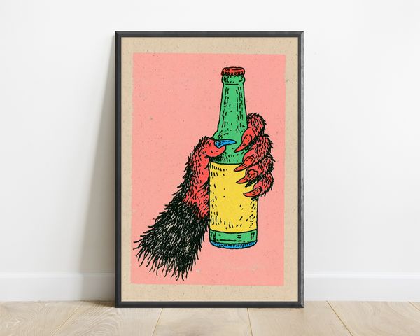 Lobster Hugging Beer Bottle Pop Art Print