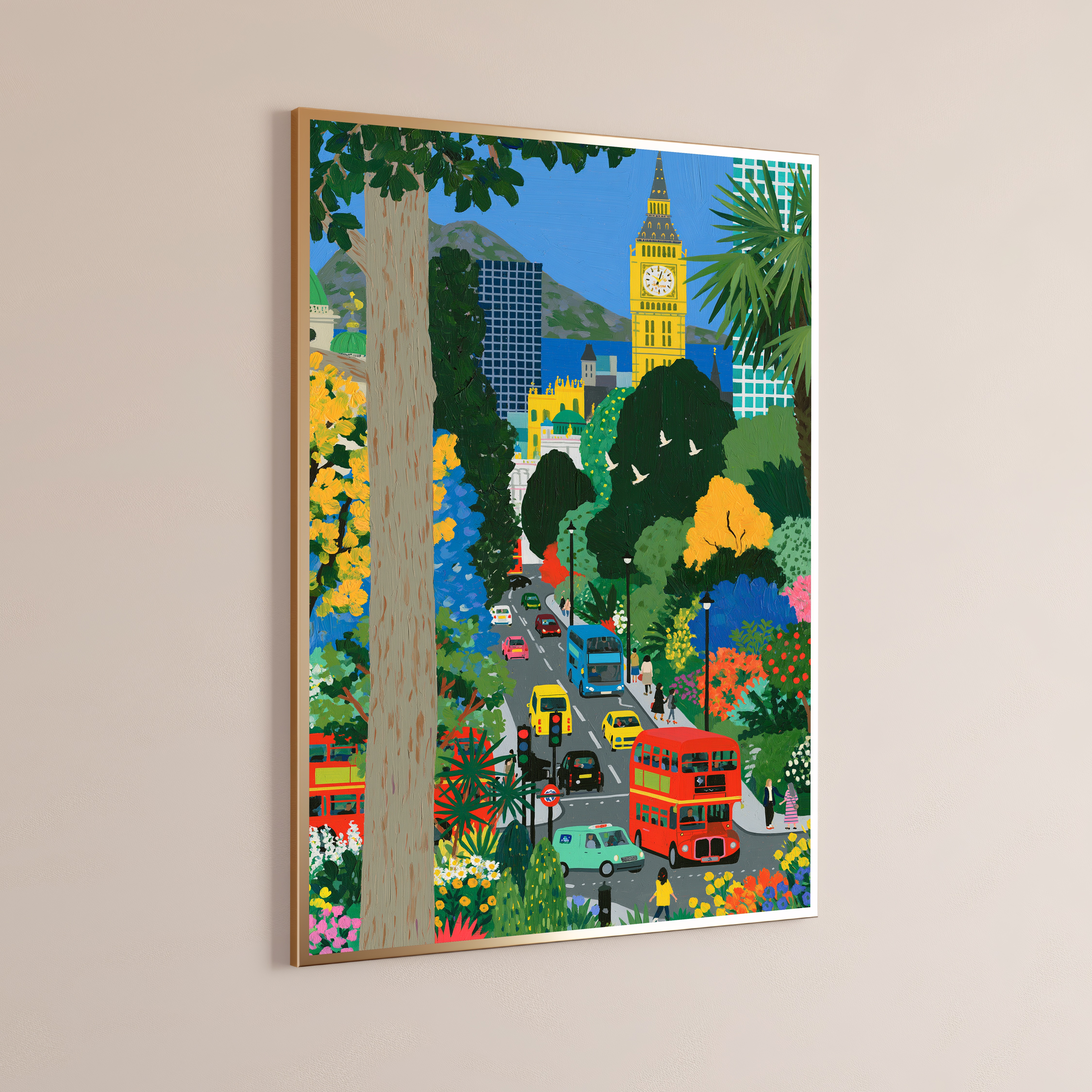 London Street Scene Big Ben Park Print