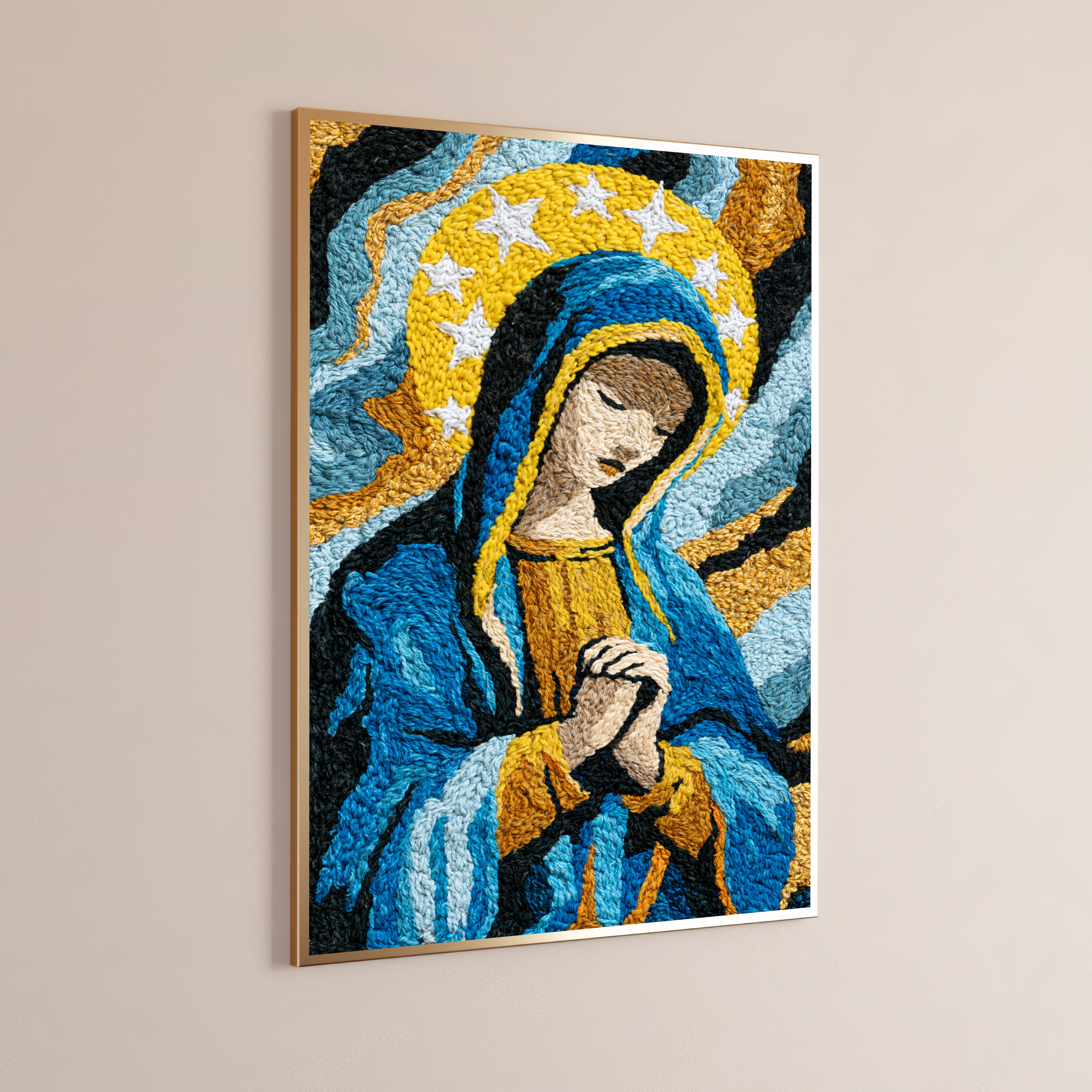 Madonna Blue and Gold Portrait Print
