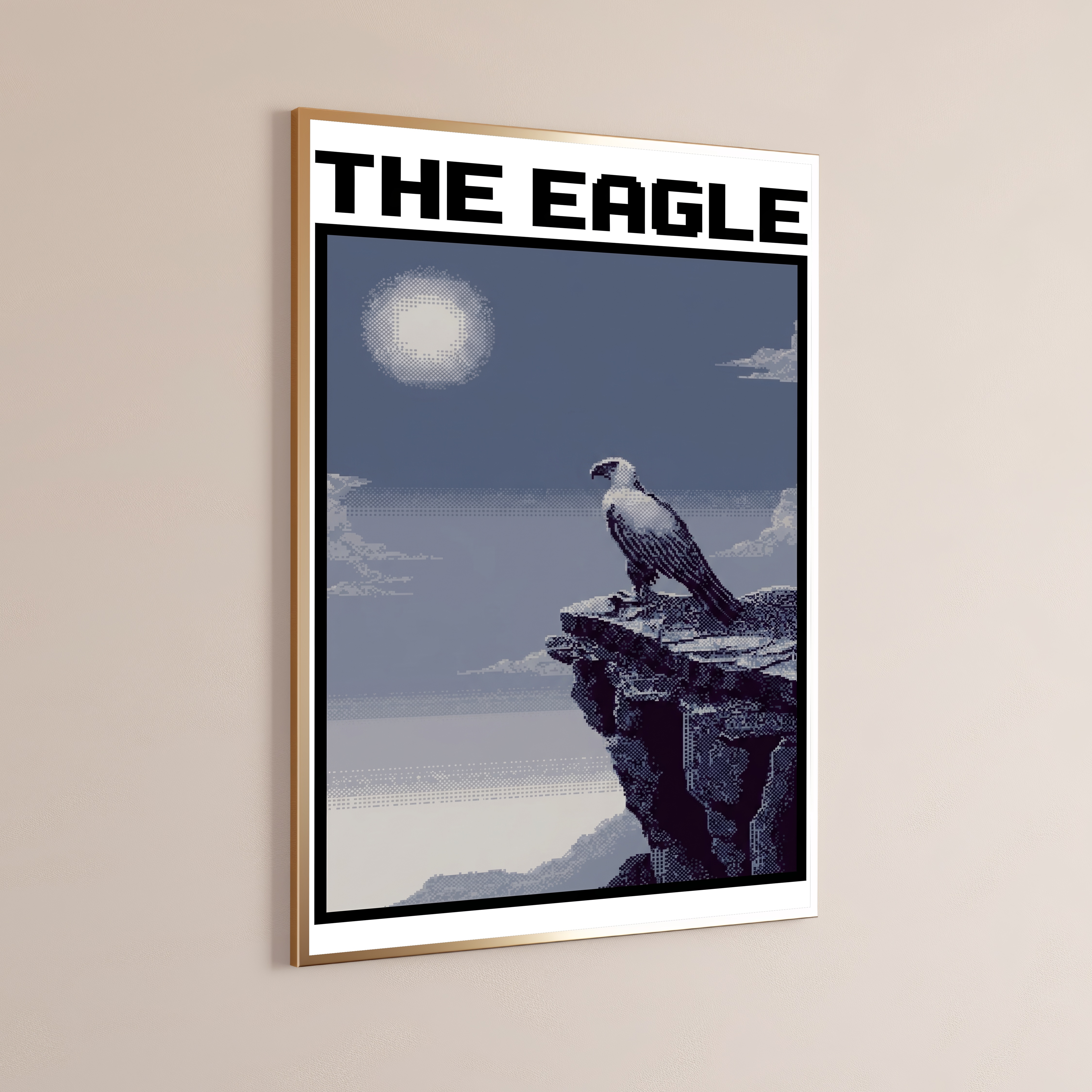 Majestic Eagle Cliff Pixel Art Print