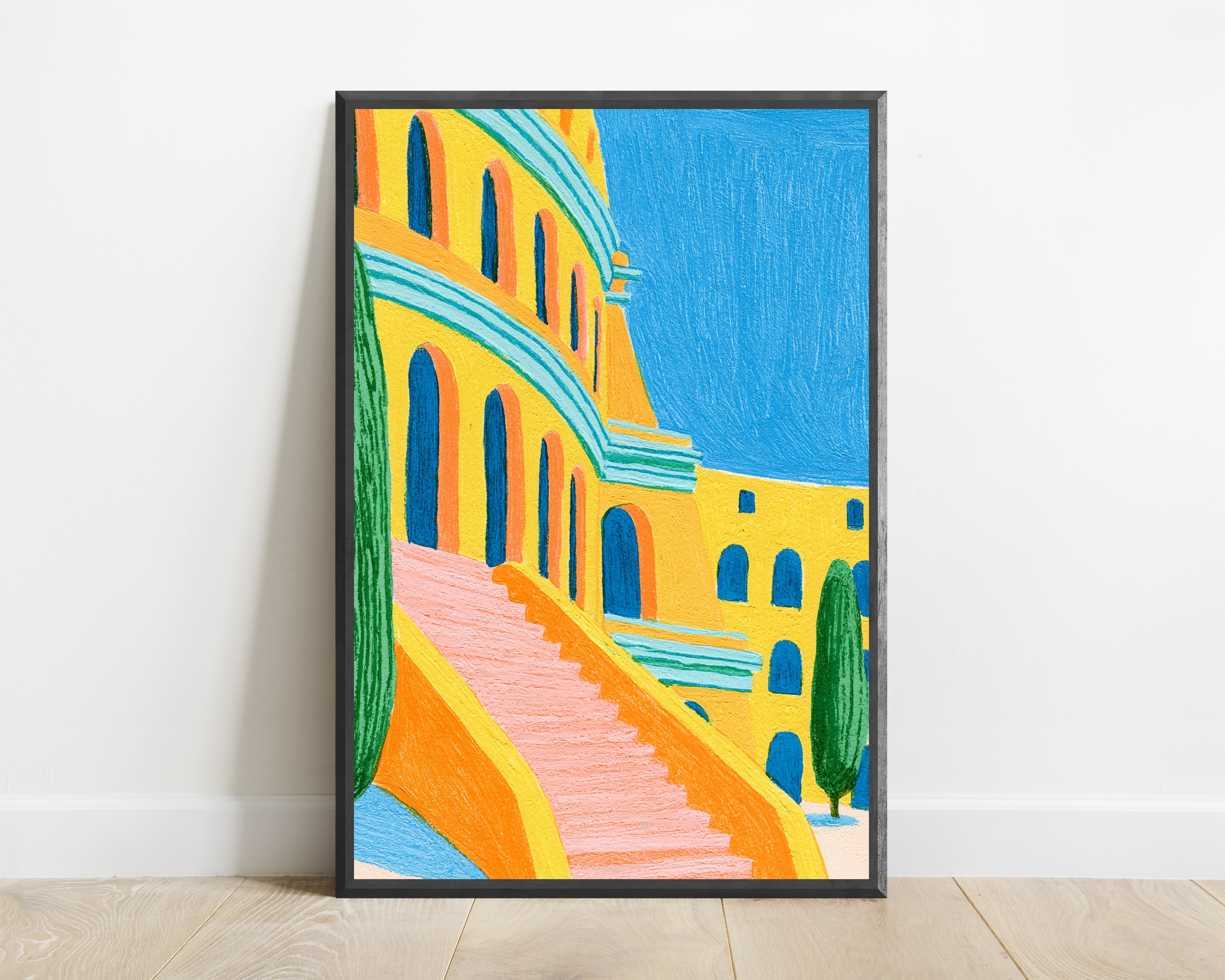 Mediterranean Villa Staircase Wall Art