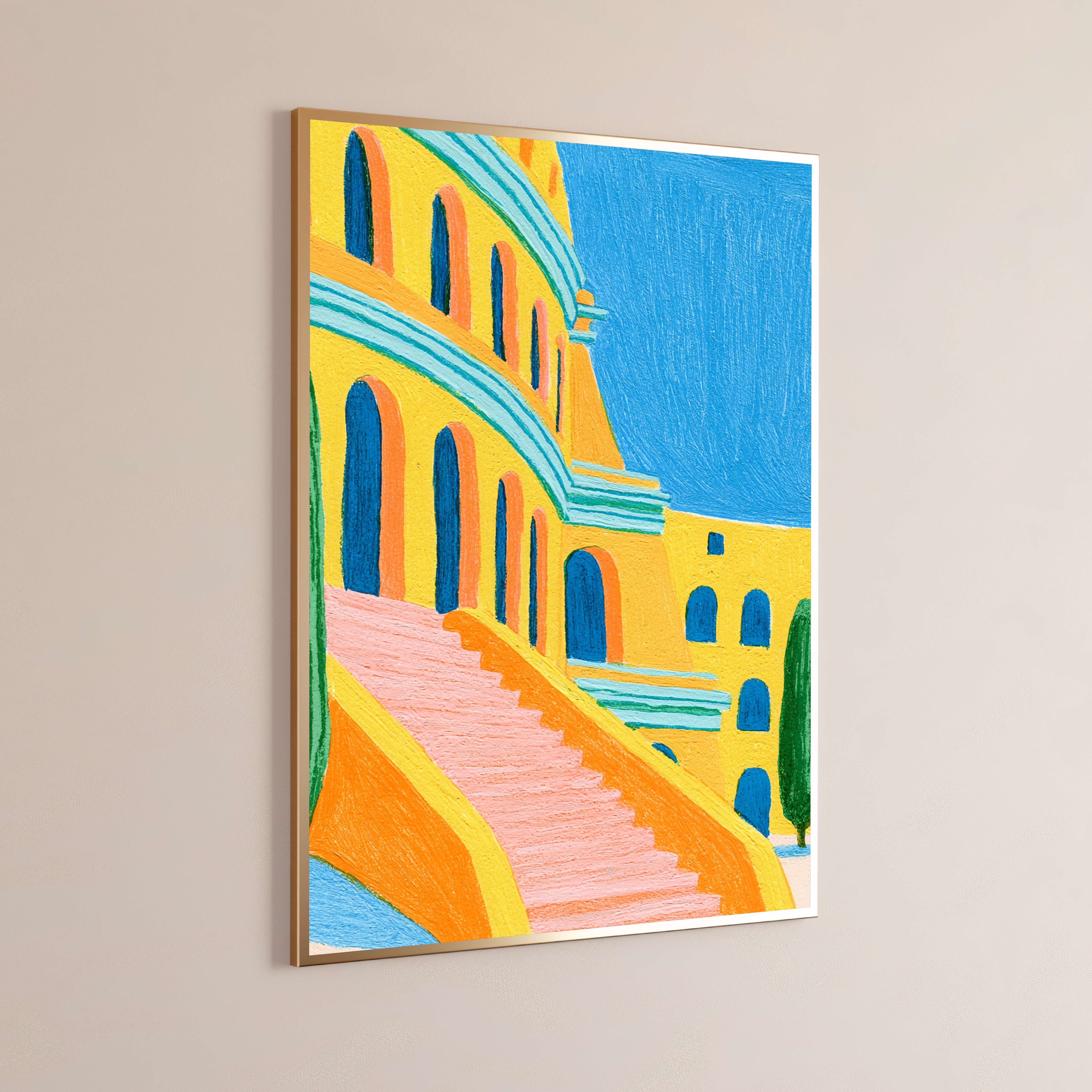 Mediterranean Villa Staircase Wall Art