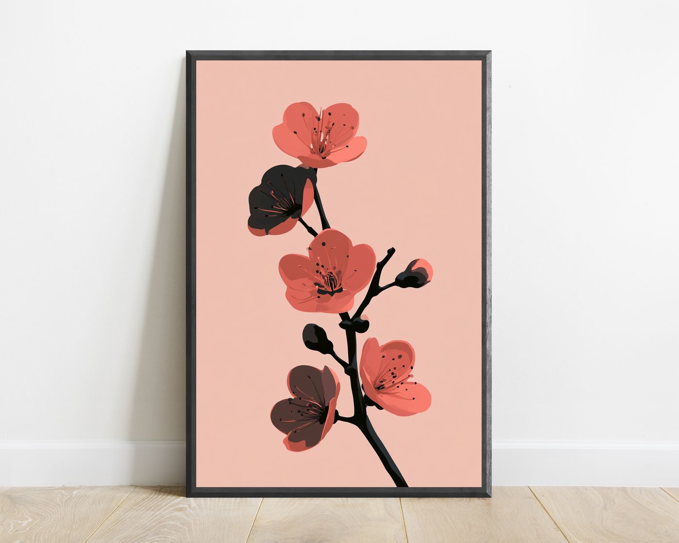 Minimalist Cherry Blossom Branch Wall Art — view 1