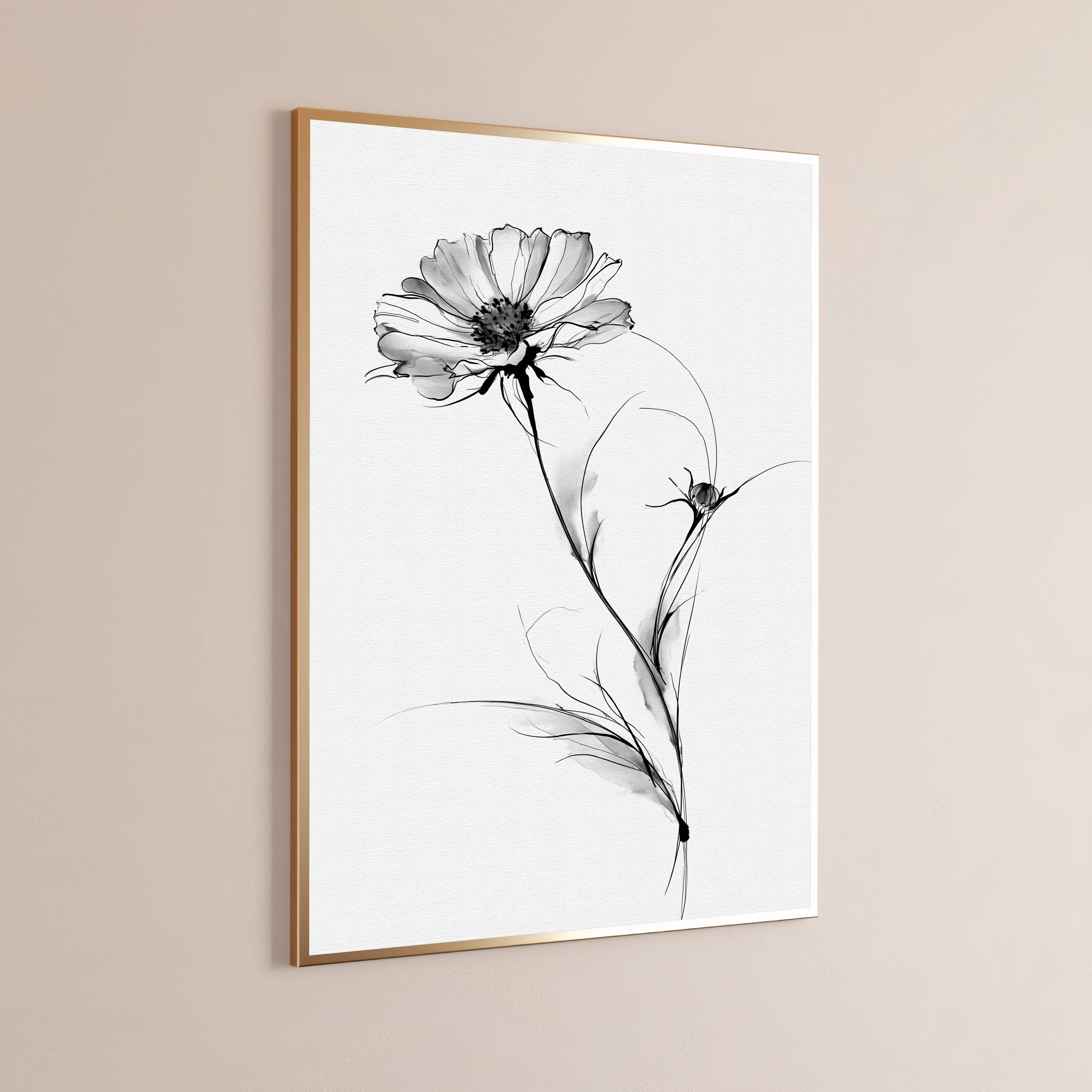 Minimalist Daisy Line Drawing Print