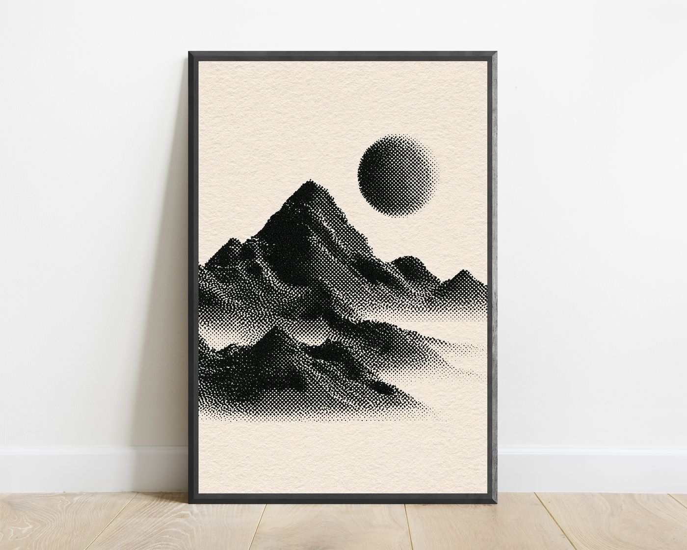 Minimalist Mountain Landscape Halftone Print — view 1