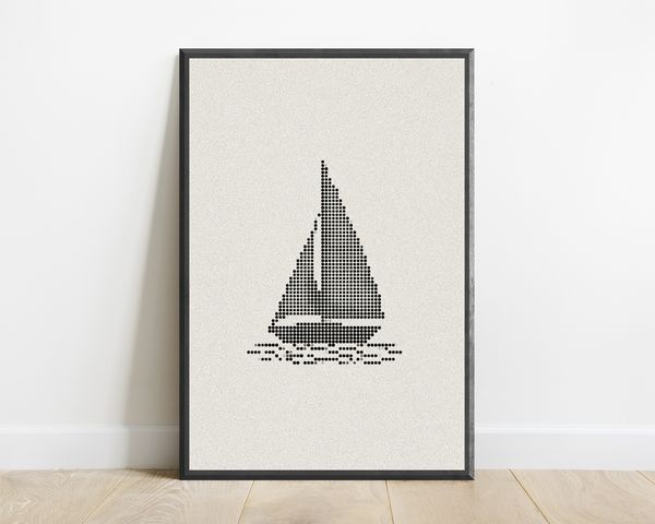 Minimalist Sailboat Dot Art Print