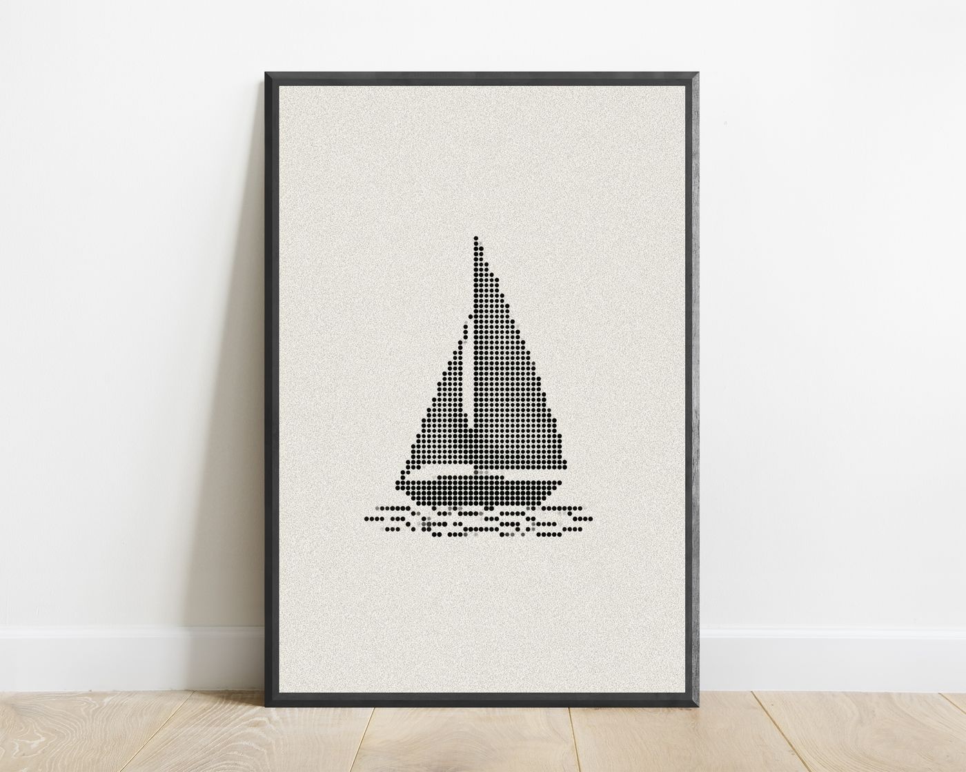 Minimalist Sailboat Dot Art Print — view 1