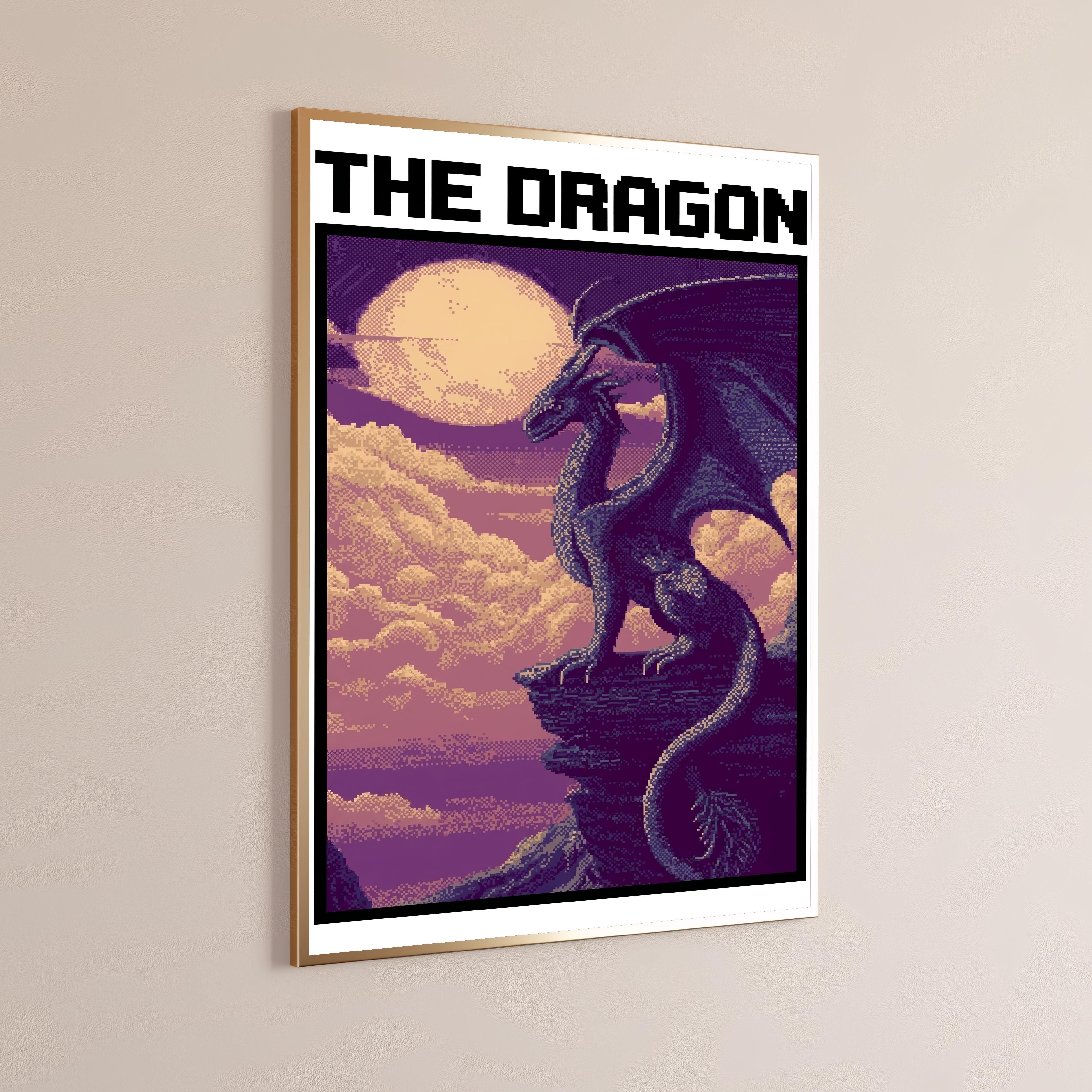 Moonlit Dragon Pixel Art Print