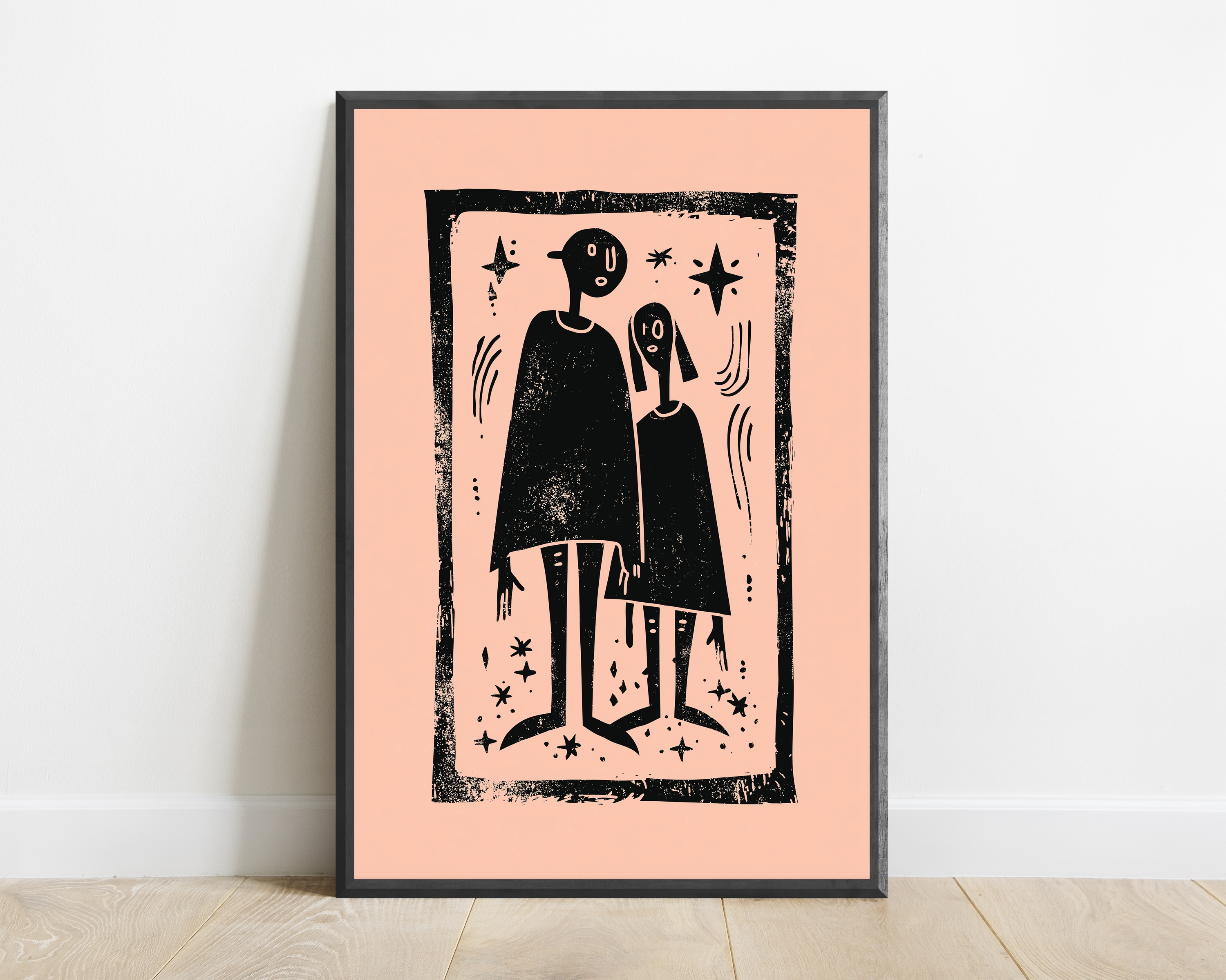 Mother and Child Minimalist Portrait