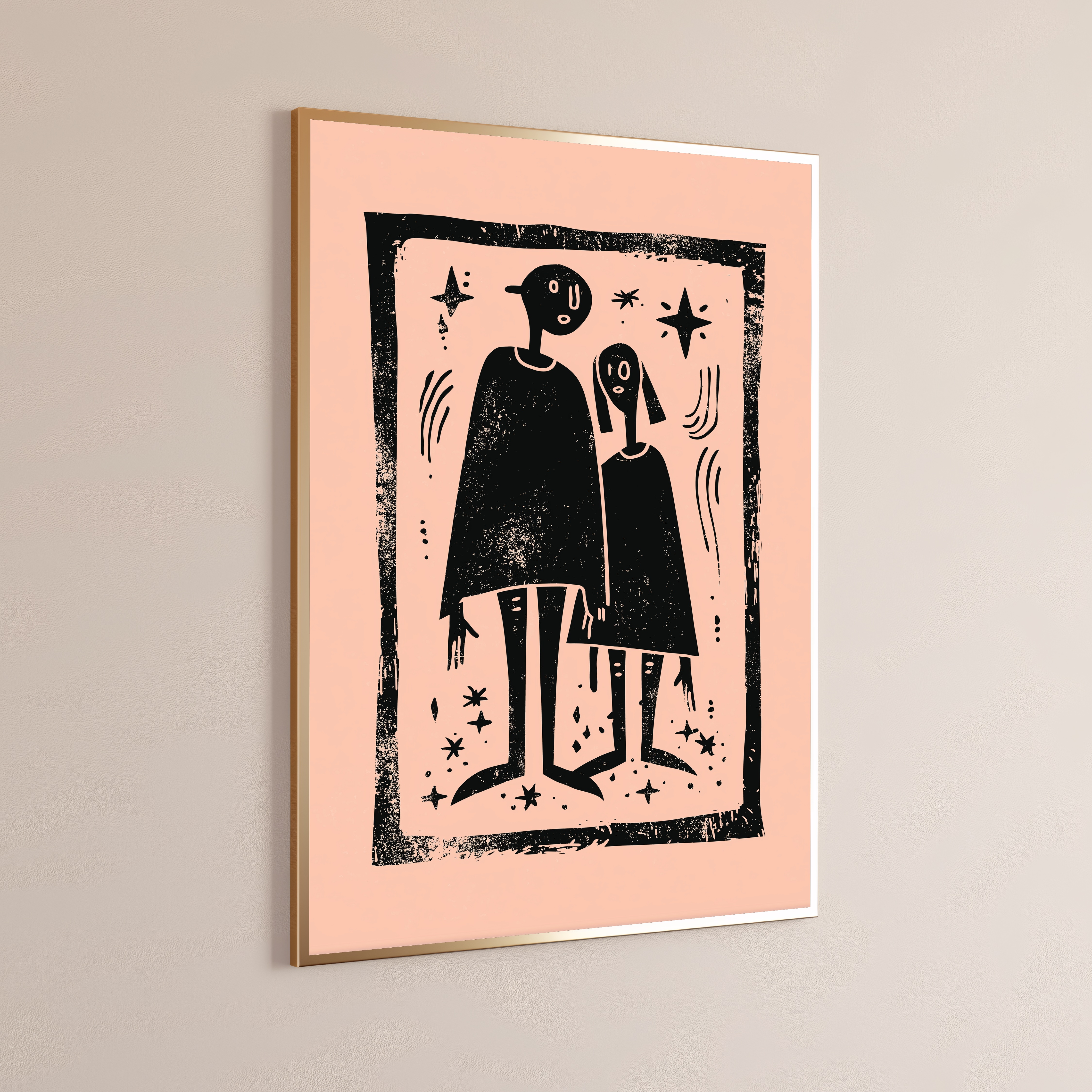 Mother and Child Minimalist Portrait